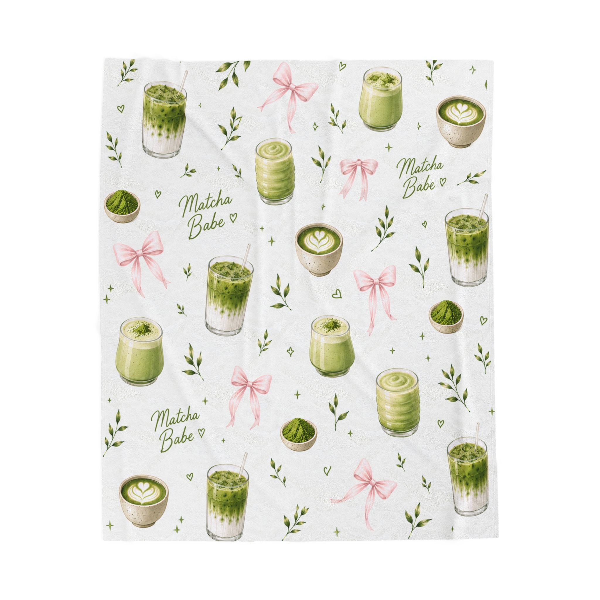 Matcha Babe Velveteen Plush Blanket, Matcha Lover Gift Idea For Her, Matcha Dorm Decor, Aesthetic Green Tea Decor, Matcha Green Tea Lover