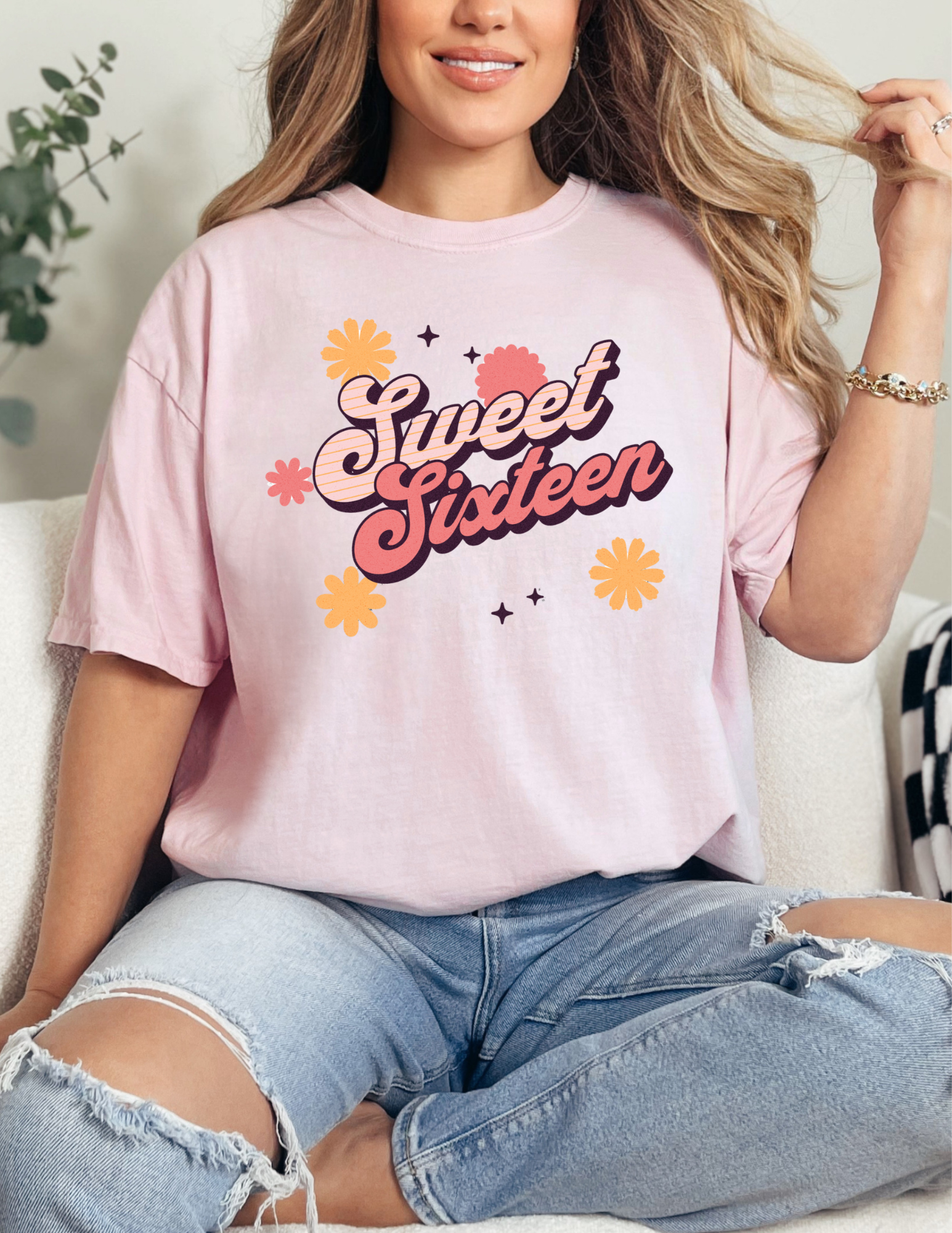 Retro Sweet 16 Birthday Girl T-Shirt- Personalized