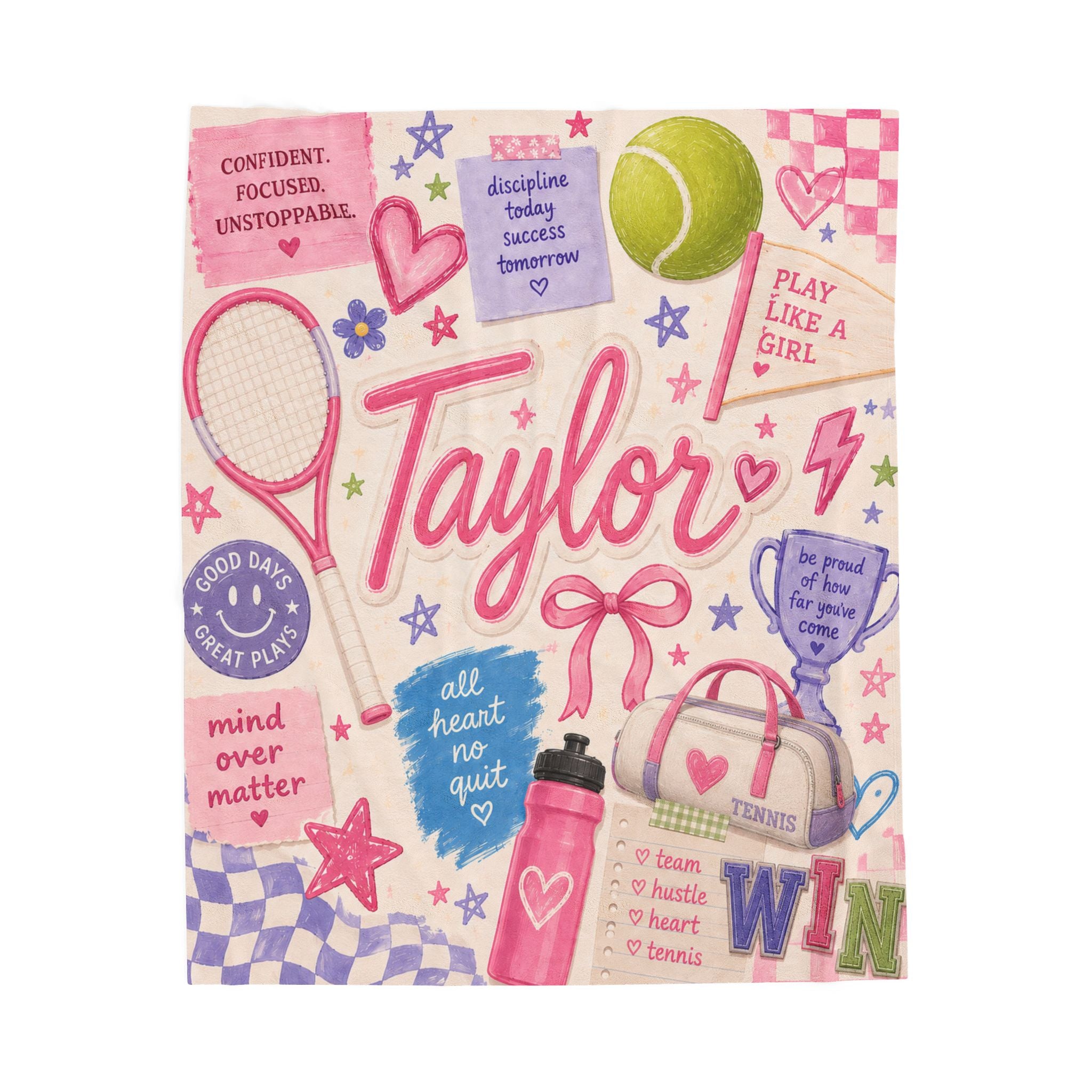 Custom Name Tennis Cozy Blanket For Girl, Teen Girl Tennis Player Blanket, Personalized Tennis Gift Teenage Girl, Girl Tennis Player Gift