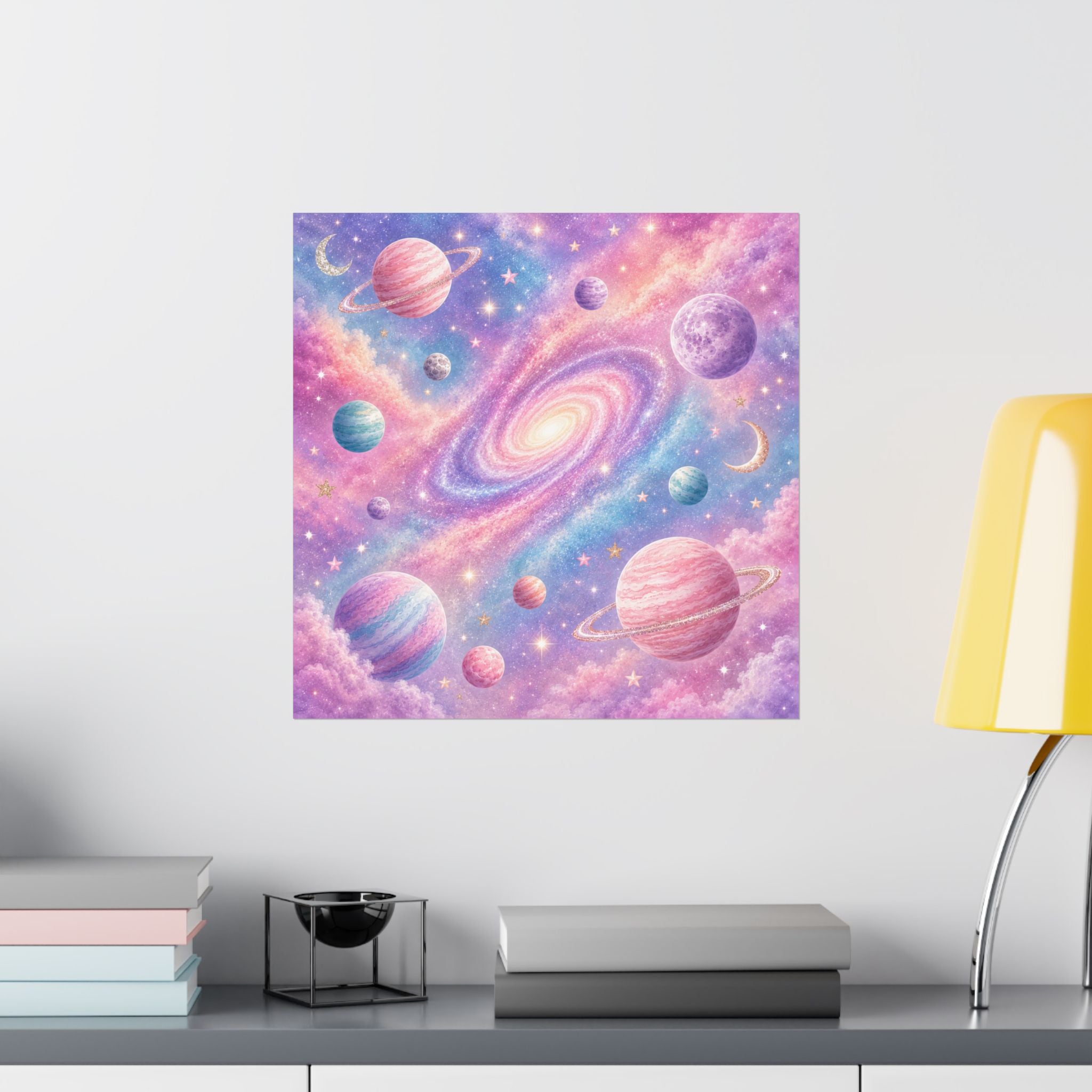 Pastel Galaxy Planets Poster | Matte Vertical Poster