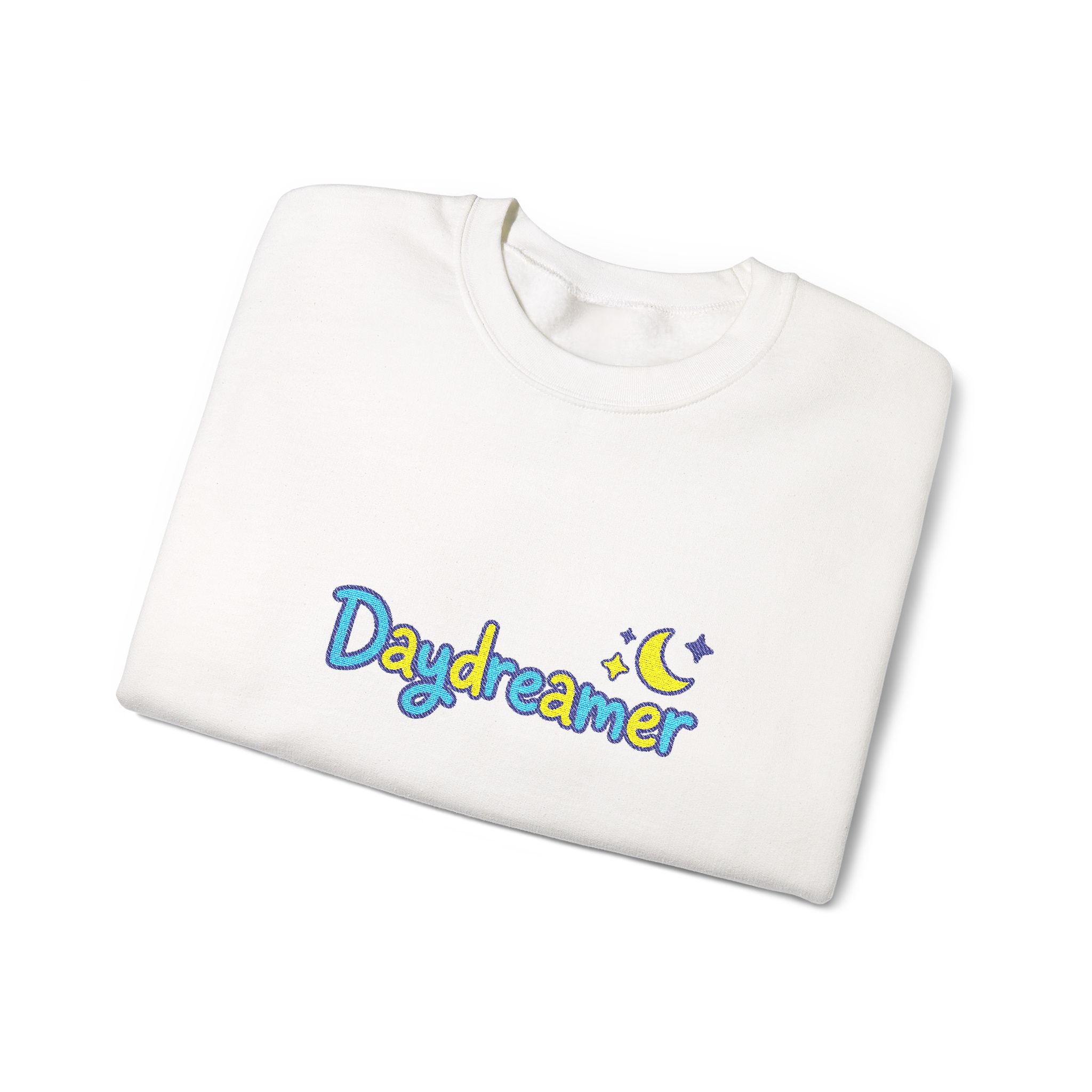 Daydreamer Embroidered Crewneck Sweatshirt with Moon and Stars Design, Day Dreamer Gift for Dreamers