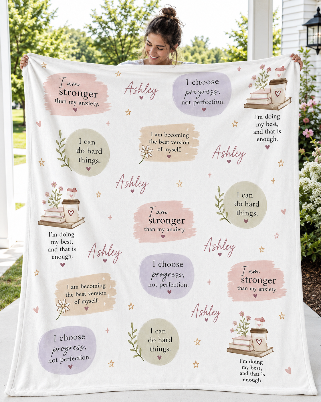 Calming Affirmations blanket | Personalized Name velveteen plush blanket
