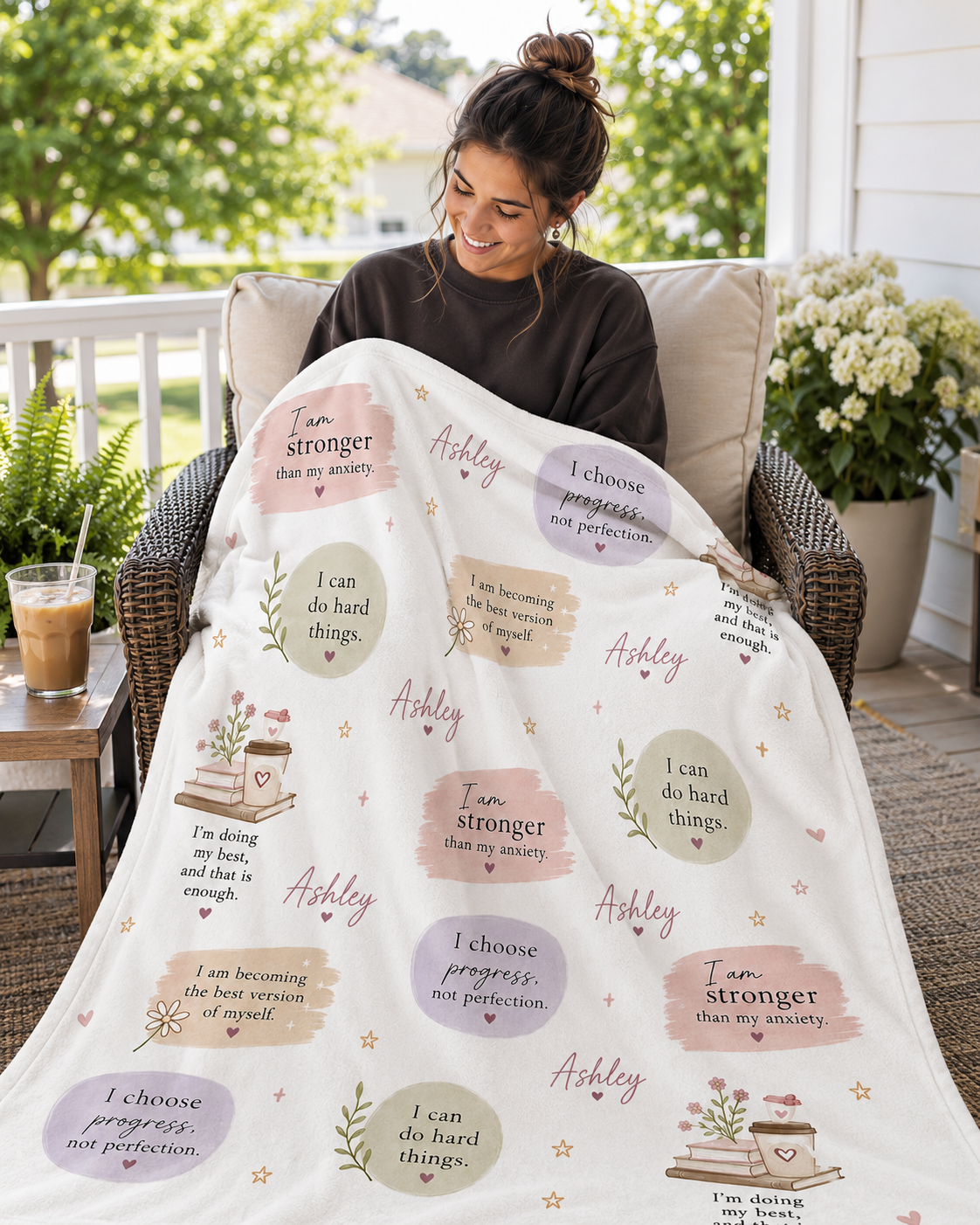 Calming Affirmations blanket | Personalized Name velveteen plush blanket