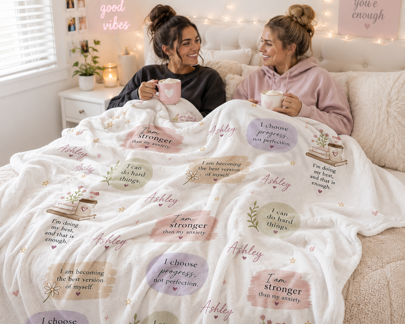 Calming Affirmations blanket | Personalized Name velveteen plush blanket