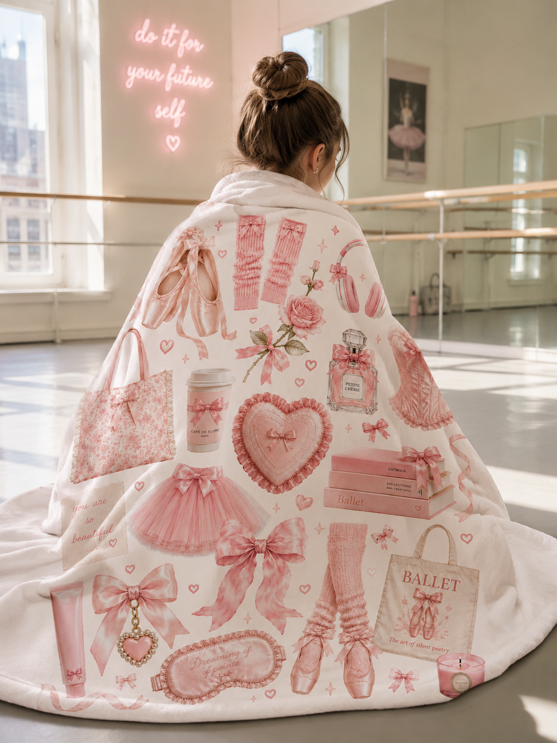 Pink Ballet Aesthetic Velveteen Plush Blanket