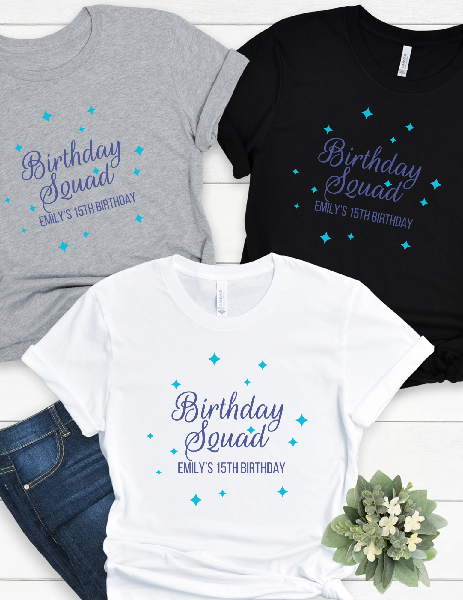 Personalized Birthday Squad Sparkle Shirt