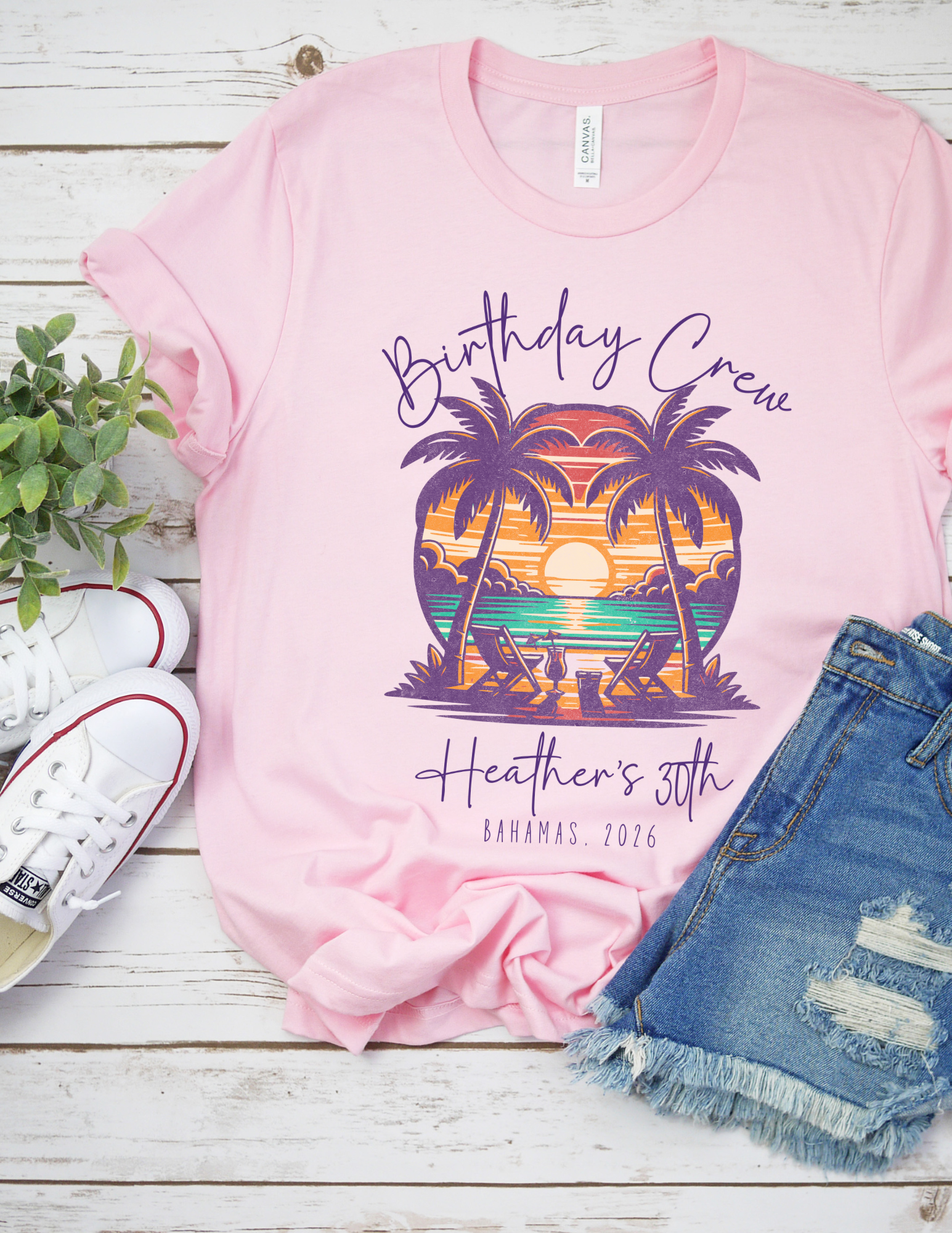 Custom Birthday Crew T-Shirt Tropical