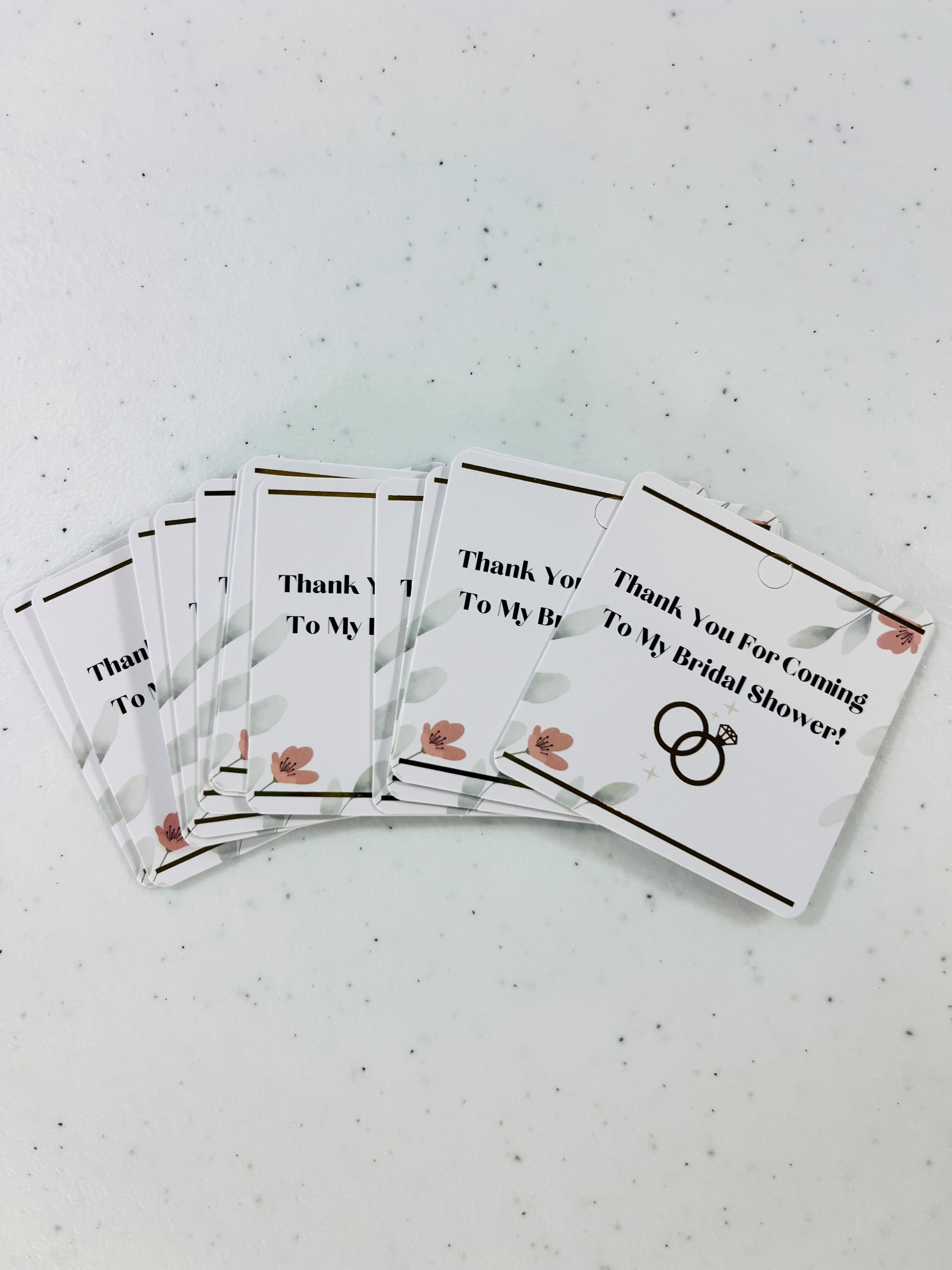 Bridal Shower Favor Tags & Hostess Thank You Card