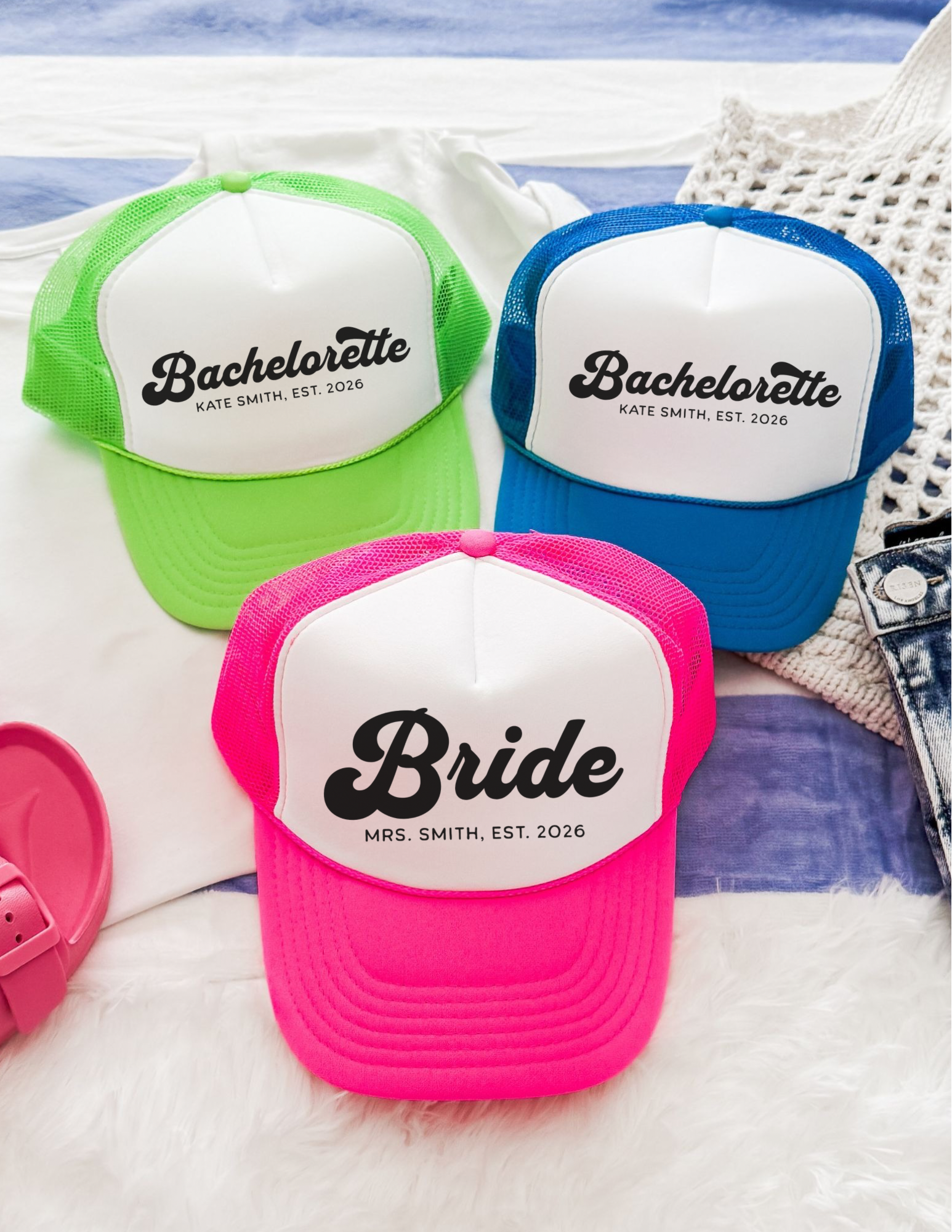 Custom Bride & Bridesmaid Trucker Hats