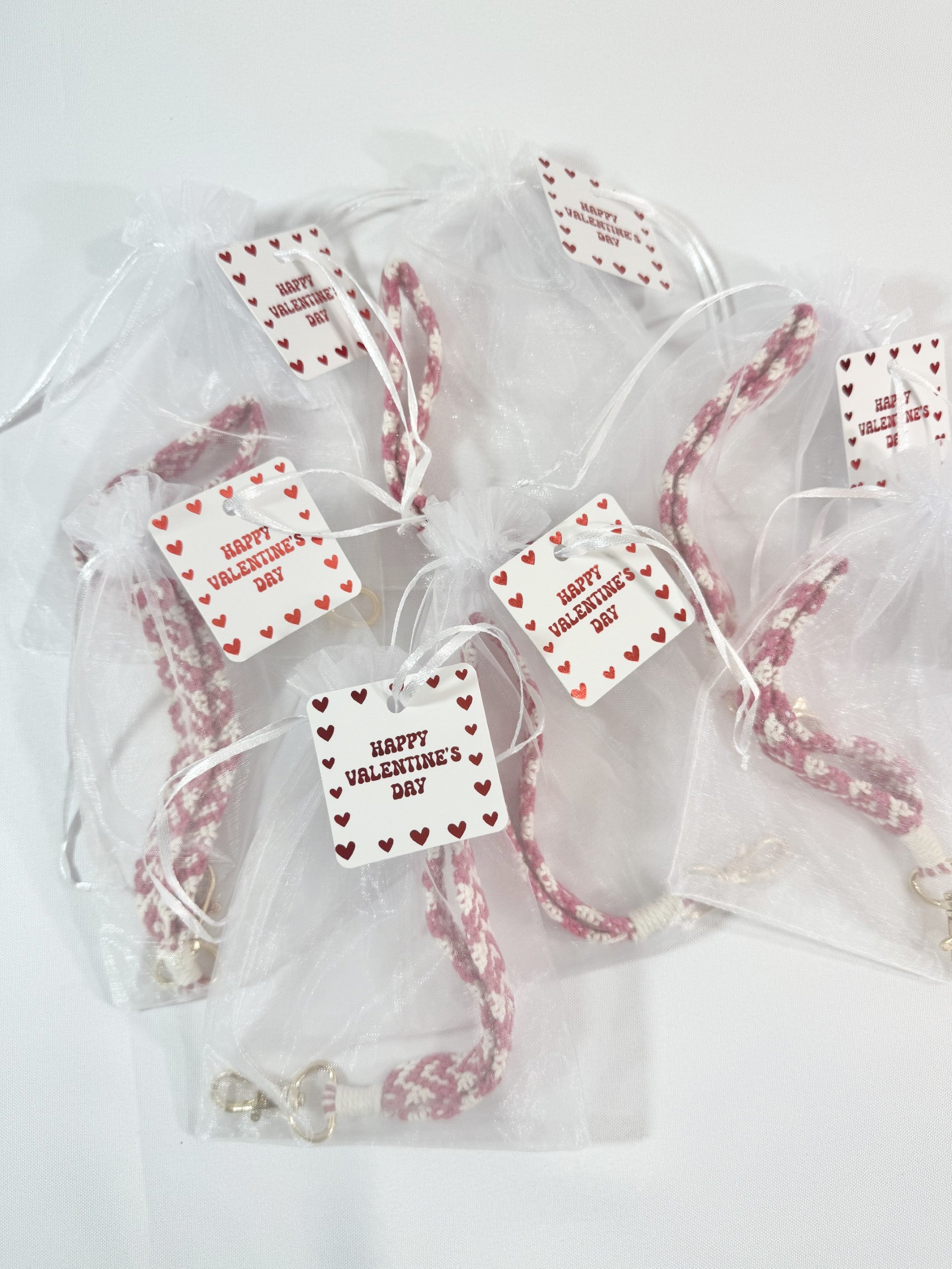Bulk Pink Heart Wristlet Keychains