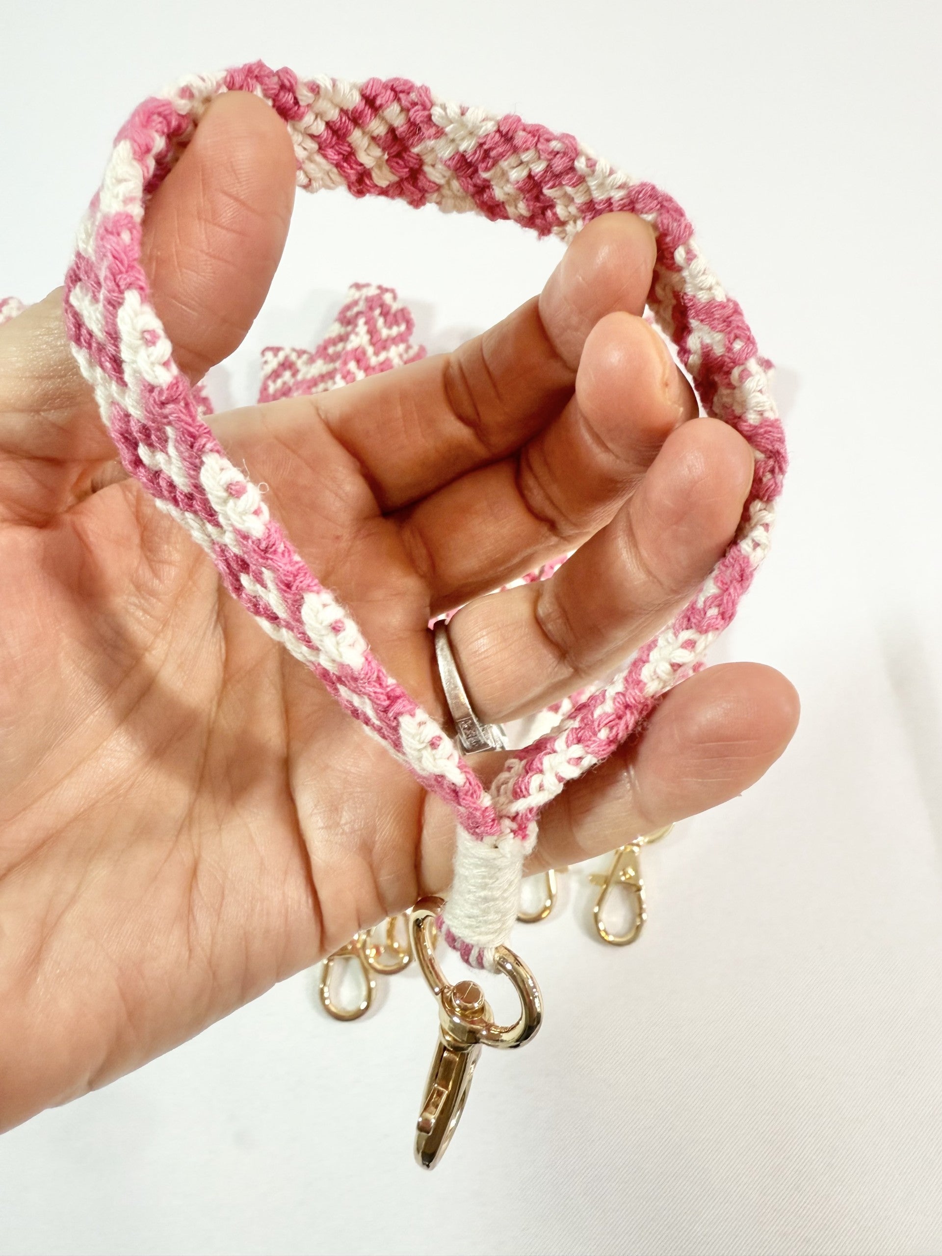 Bulk Pink Heart Wristlet Keychains