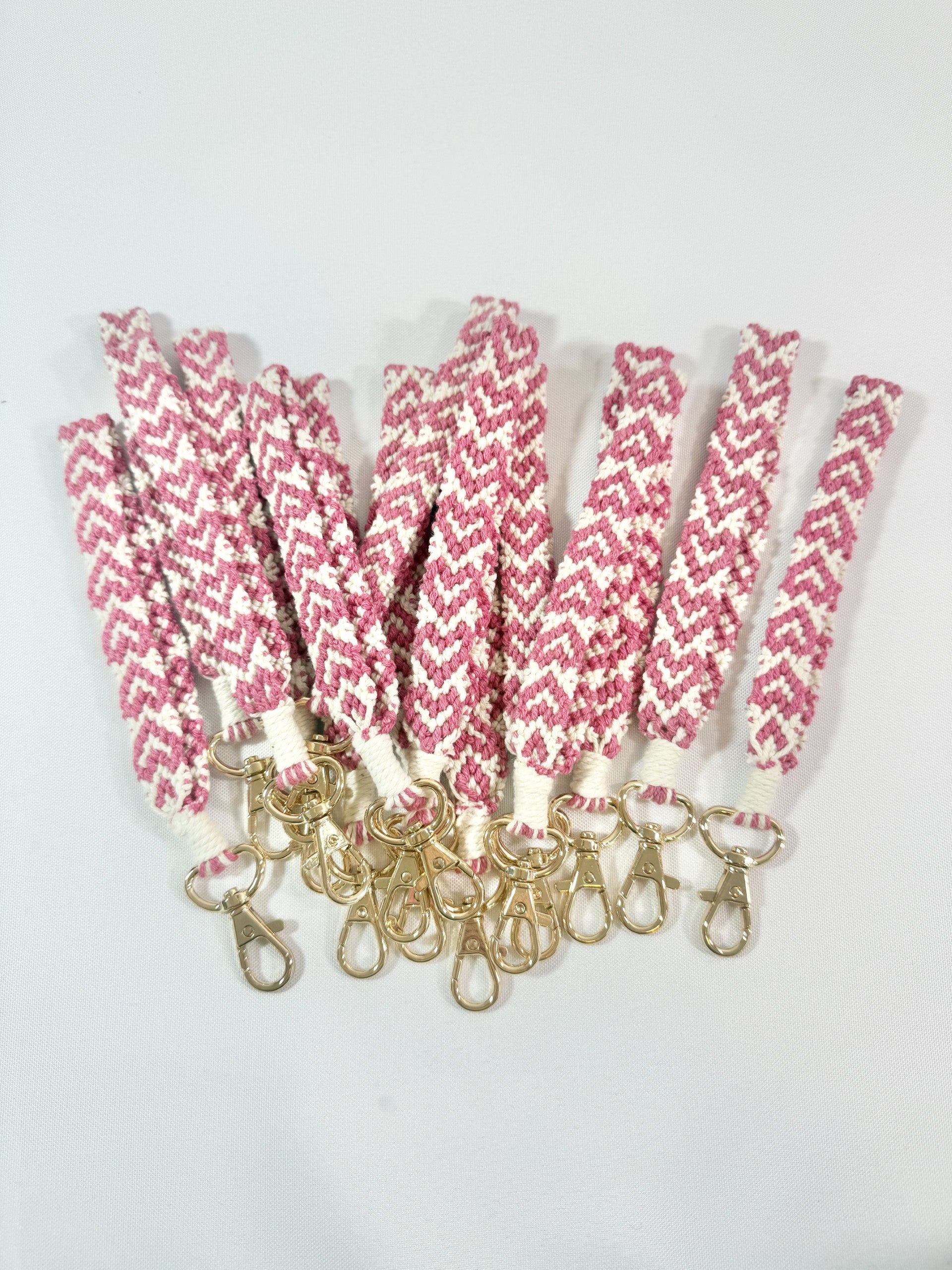 Bulk Pink Heart Wristlet Keychains