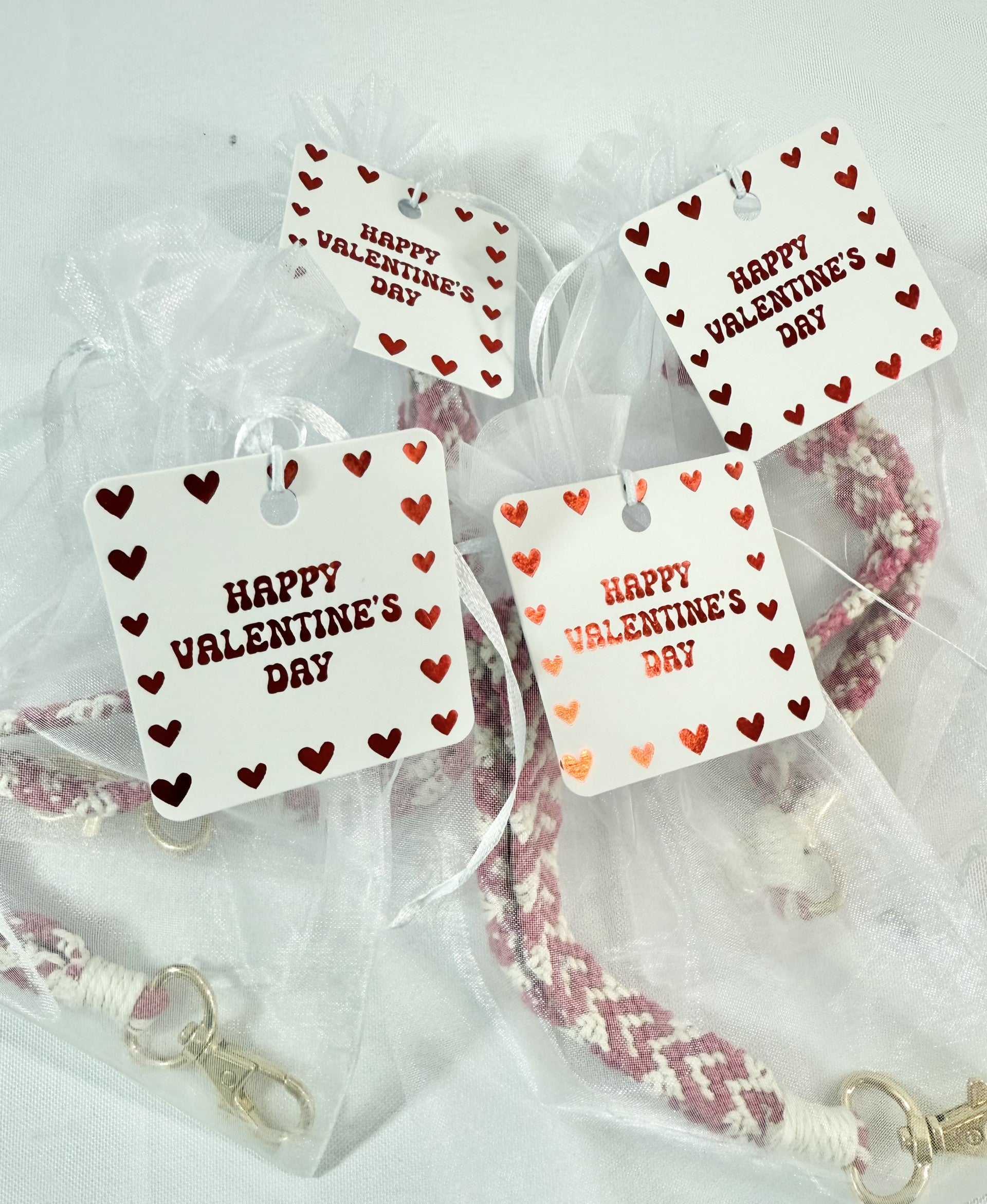 Bulk Pink Heart Wristlet Keychains