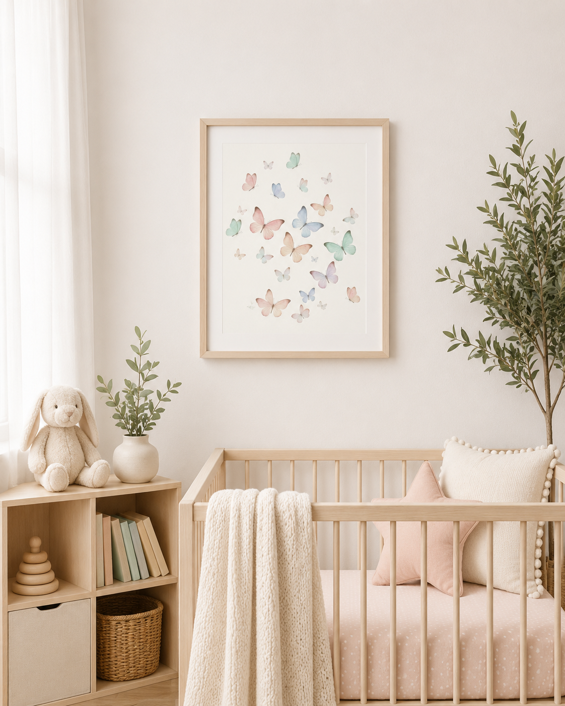 Pastel Watercolor Butterflies Matte Poster | Vertical Wall Art