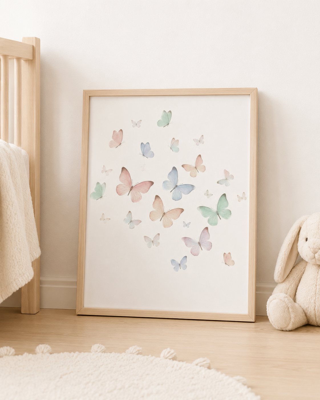 Pastel Watercolor Butterflies Matte Poster | Vertical Wall Art