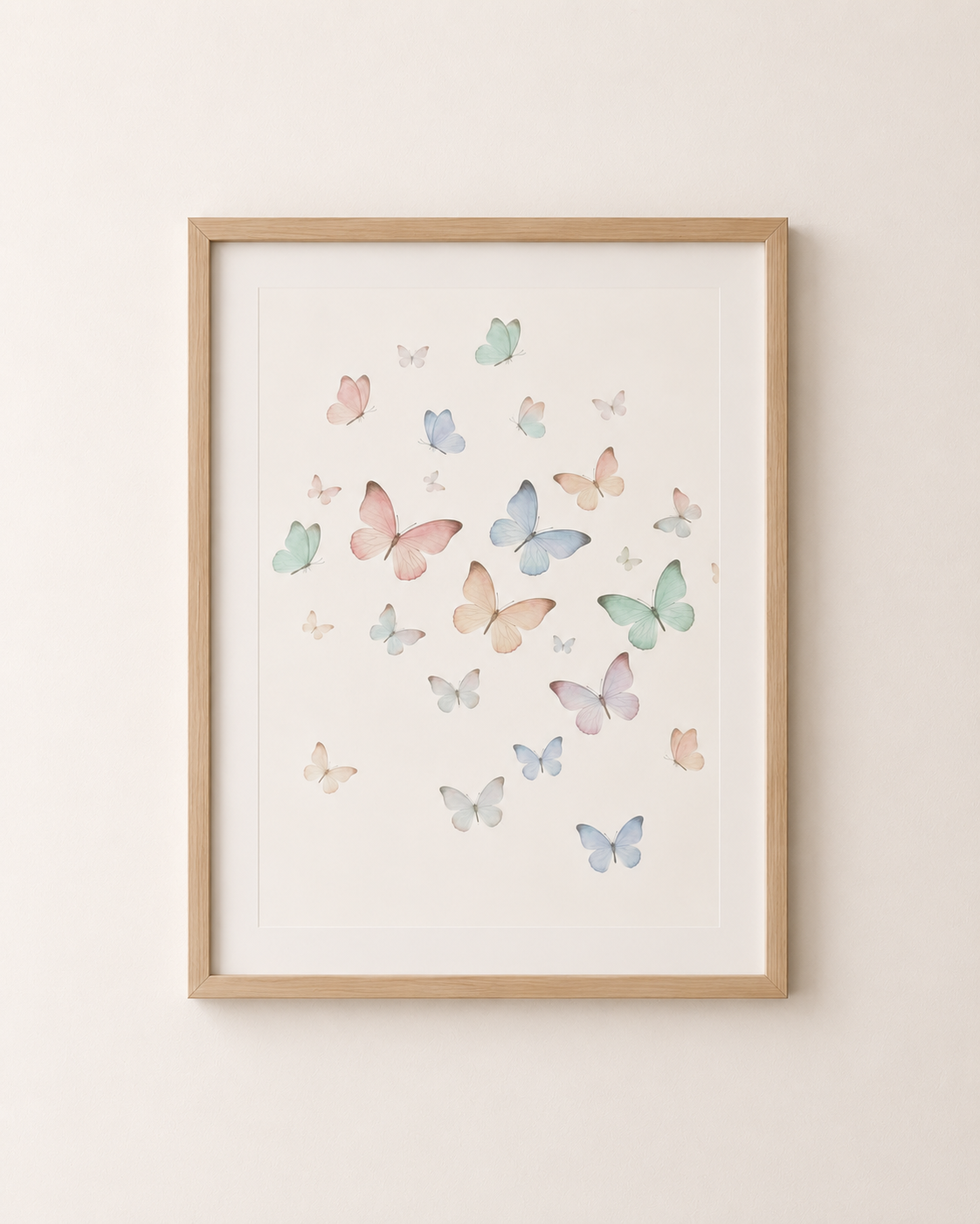 Pastel Watercolor Butterflies Matte Poster | Vertical Wall Art