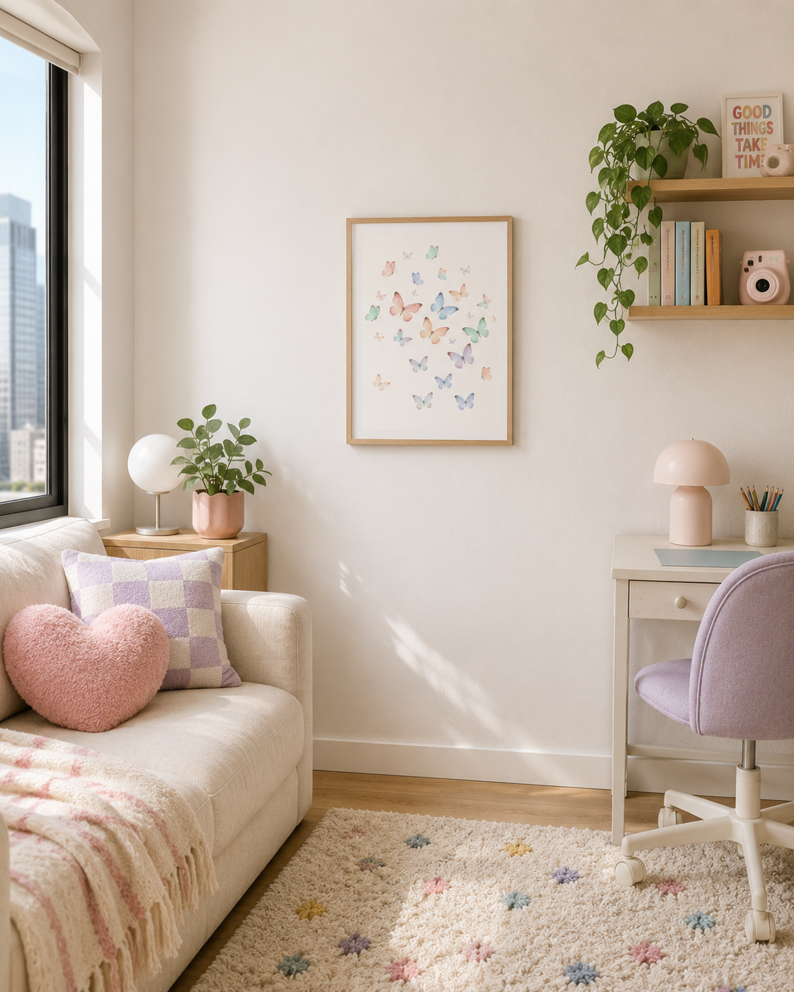 Pastel Watercolor Butterflies Matte Poster | Vertical Wall Art