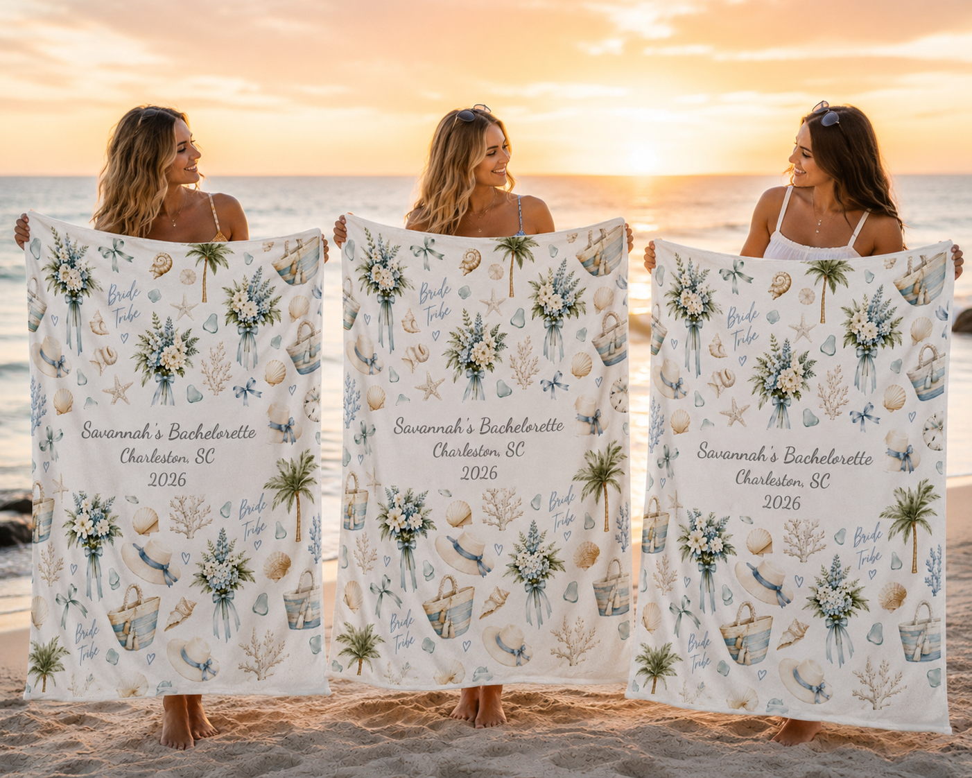 Personalized Coastal Bachelorette Blanket