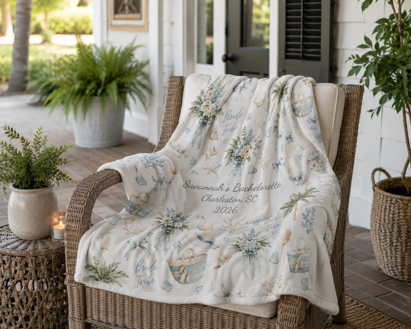 Personalized Coastal Bachelorette Blanket