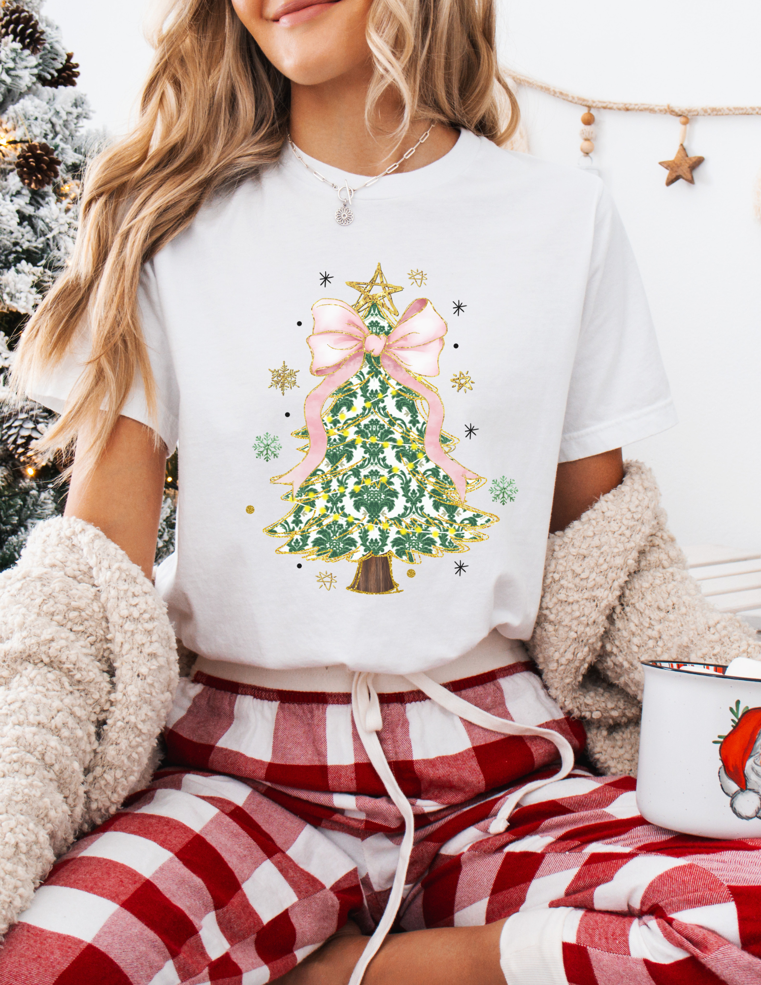 Coquette Bow Christmas Tree Sweatshirt