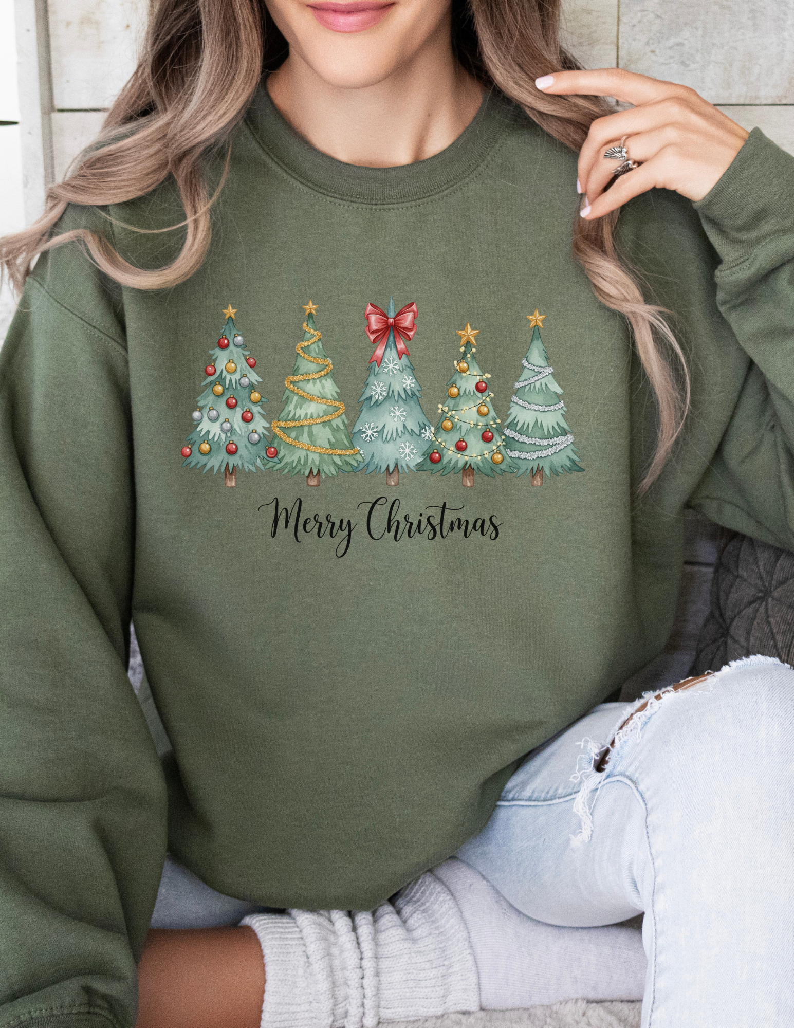 Coquette Christmas Tree Crewneck for Women