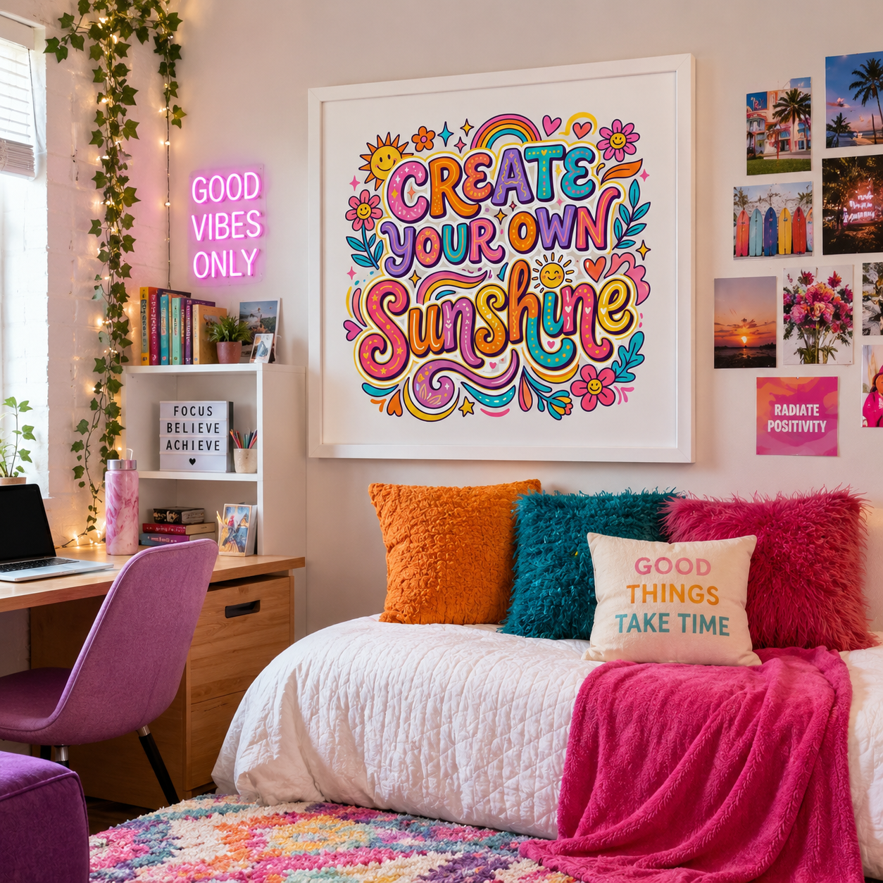 Create Your Own Sunshine Poster | Matte Vertical Inspirational Wall Art