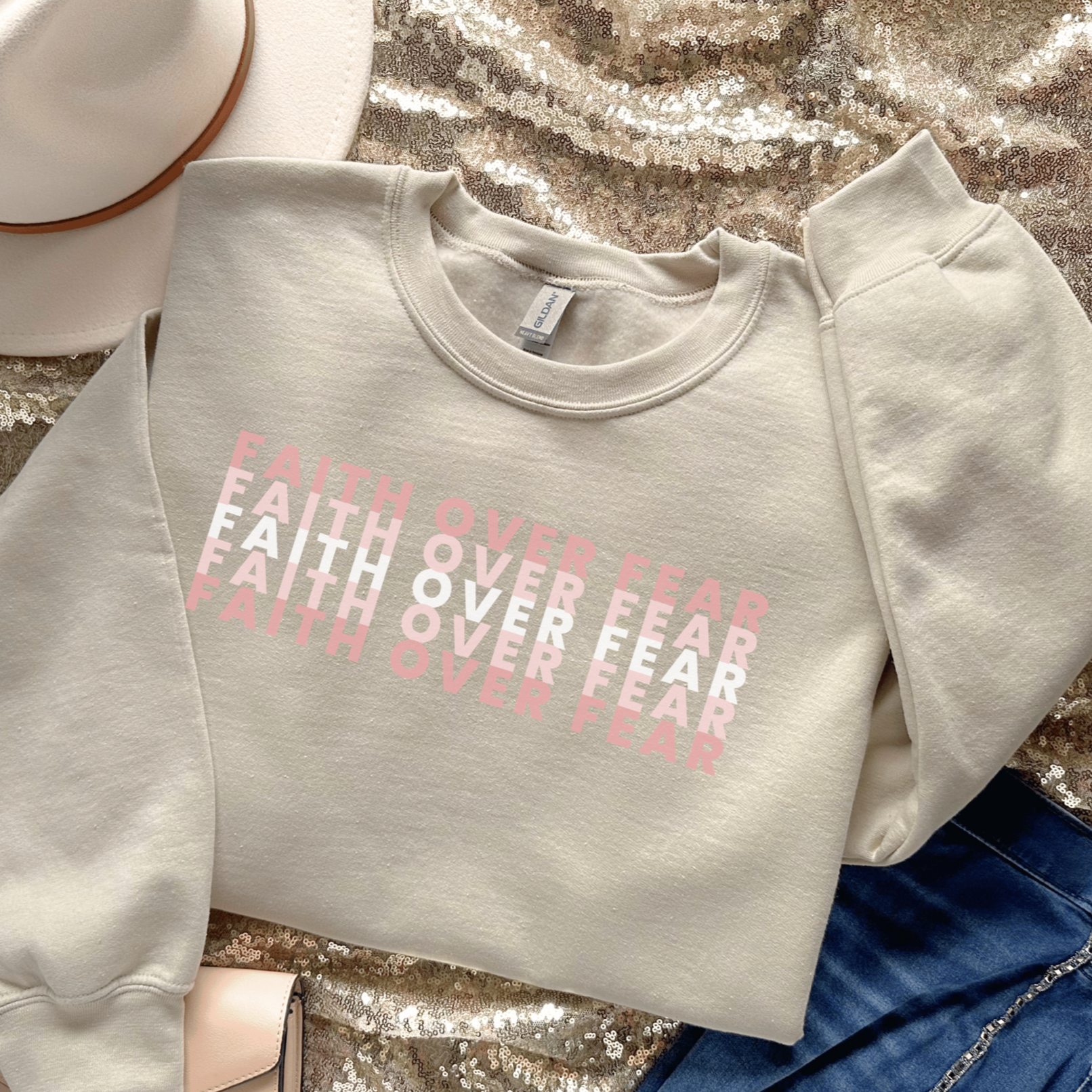 Faith Over Fear Sweatshirt Retro