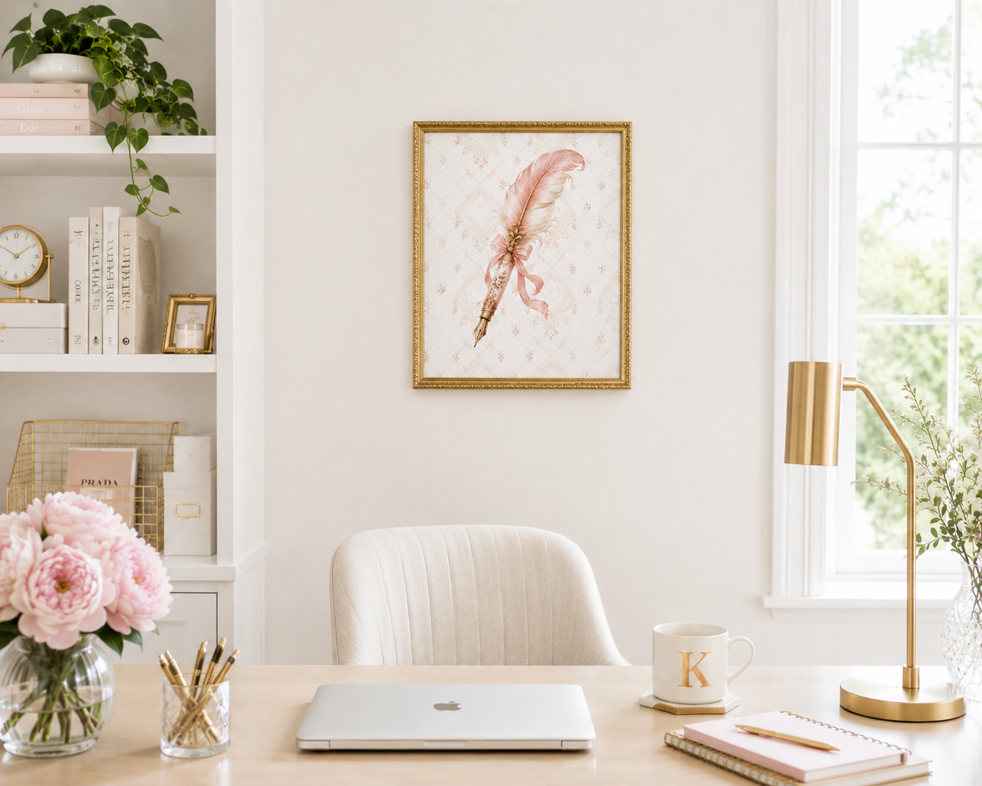 Vintage Pink Feather Quill Matte Vertical Poster