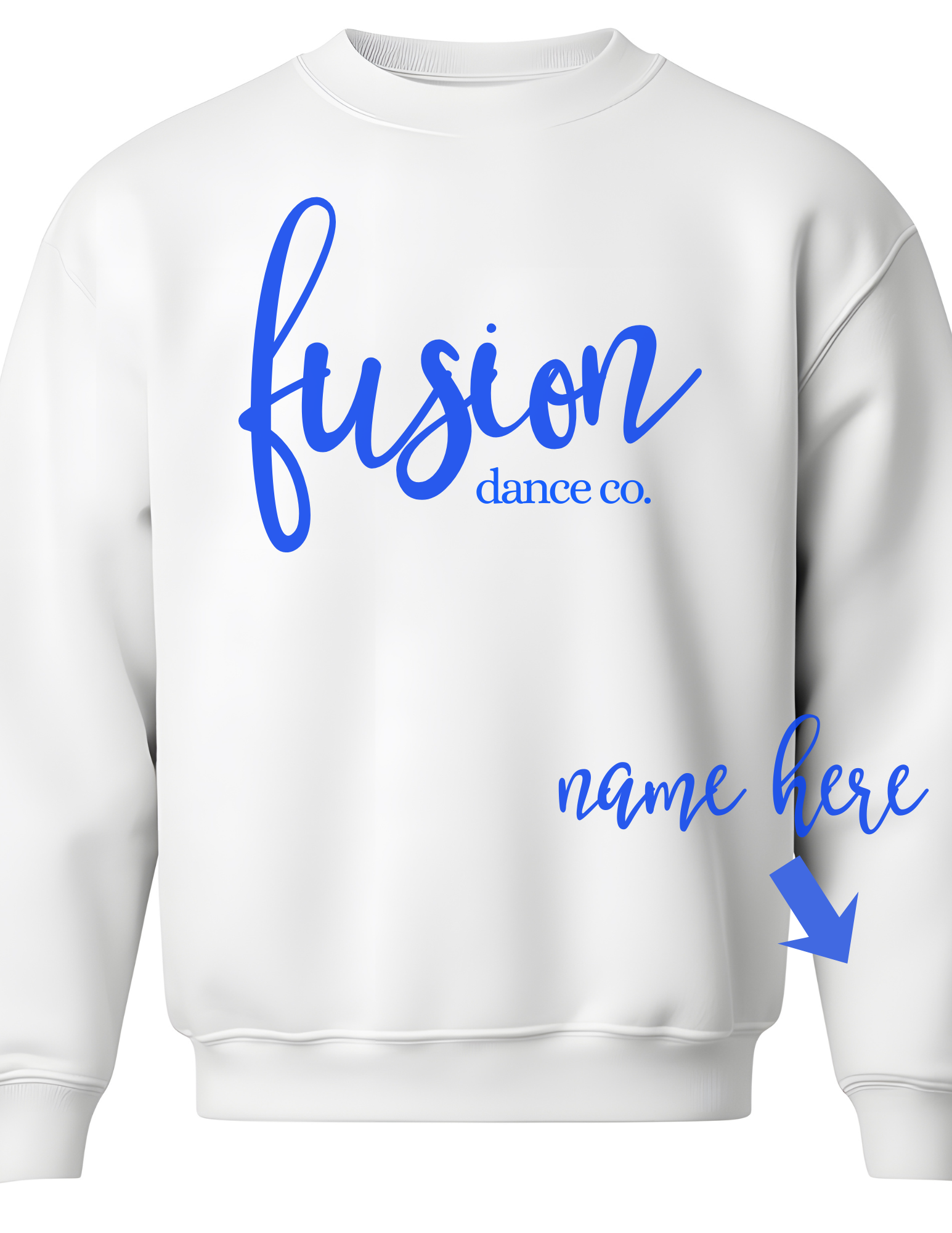Custom Royal Blue Fusion Dance Co Crewneck