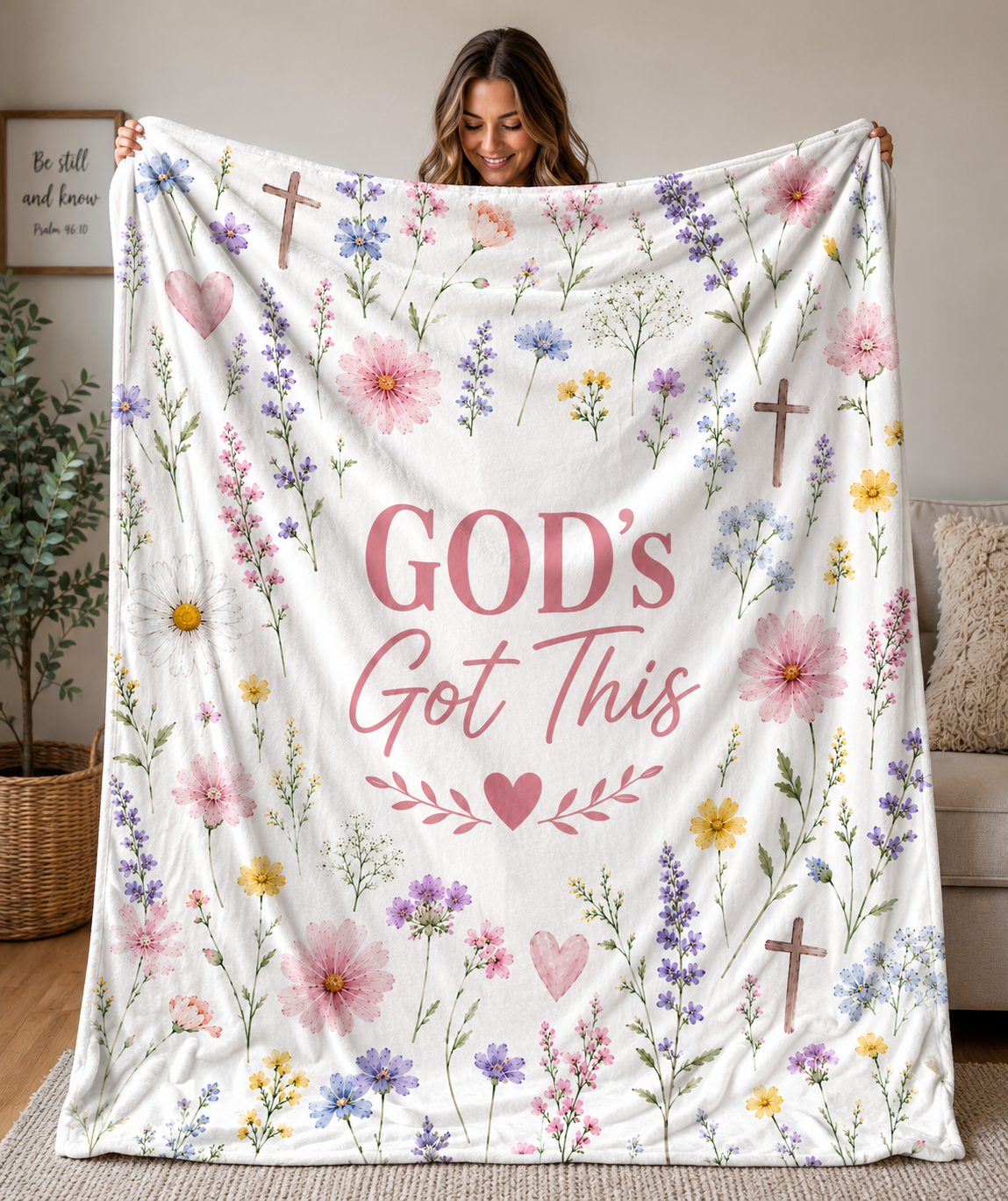 God's Got This Velveteen Plush Blanket For Female, Christian Wildflower Blanket For Women, Cozy Inspirational Faith Gift For Her, GOD Gift