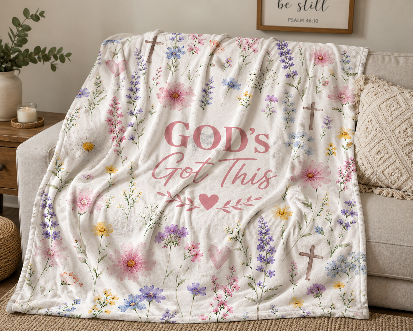 God's Got This Velveteen Plush Blanket For Female, Christian Wildflower Blanket For Women, Cozy Inspirational Faith Gift For Her, GOD Gift