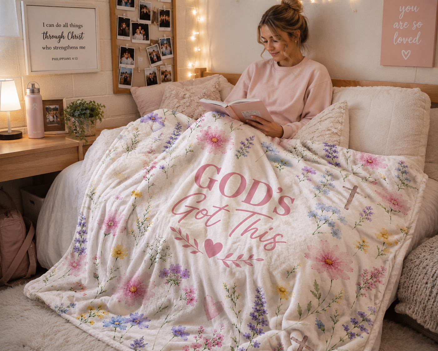 God's Got This Velveteen Plush Blanket For Female, Christian Wildflower Blanket For Women, Cozy Inspirational Faith Gift For Her, GOD Gift