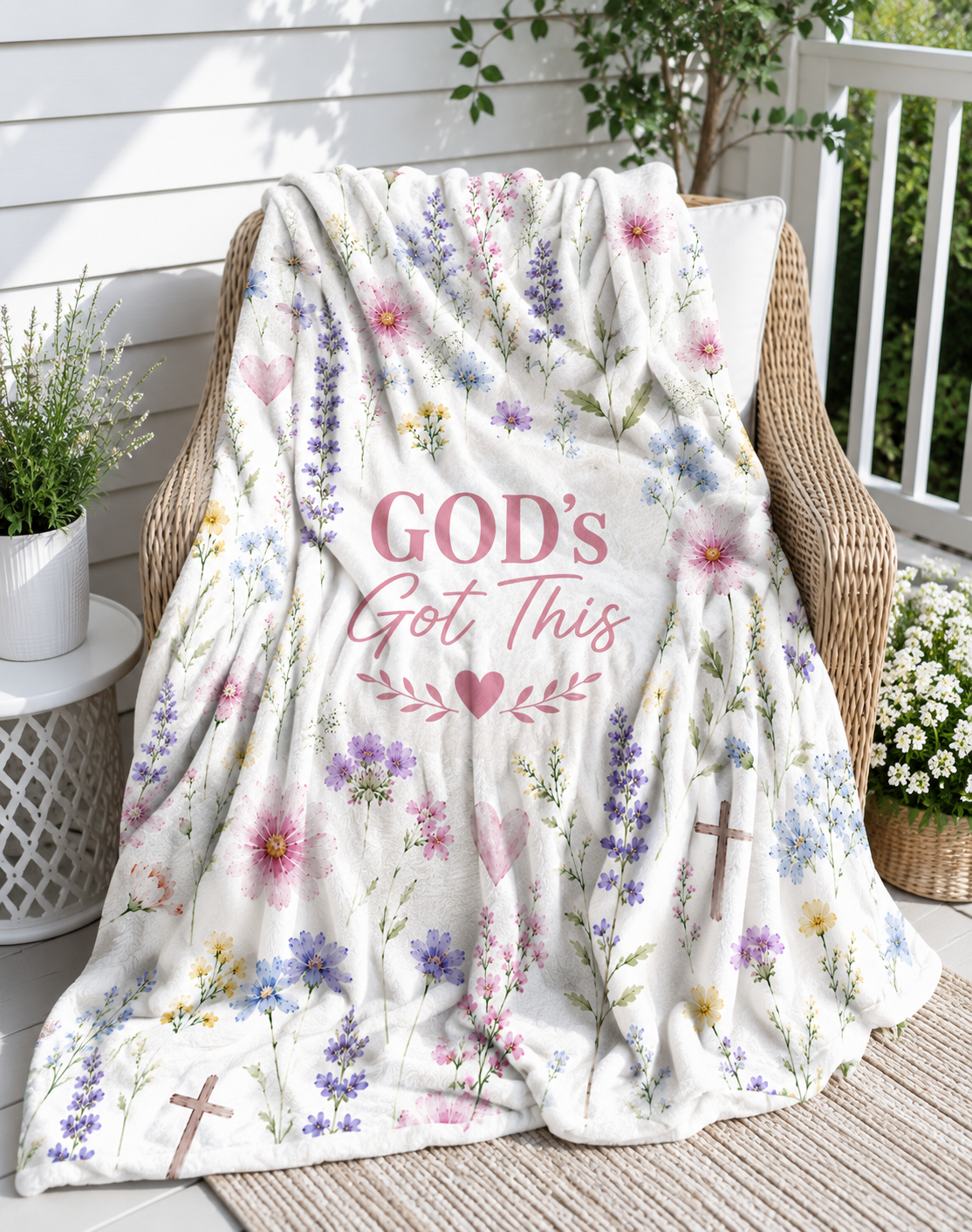 God's Got This Velveteen Plush Blanket For Female, Christian Wildflower Blanket For Women, Cozy Inspirational Faith Gift For Her, GOD Gift