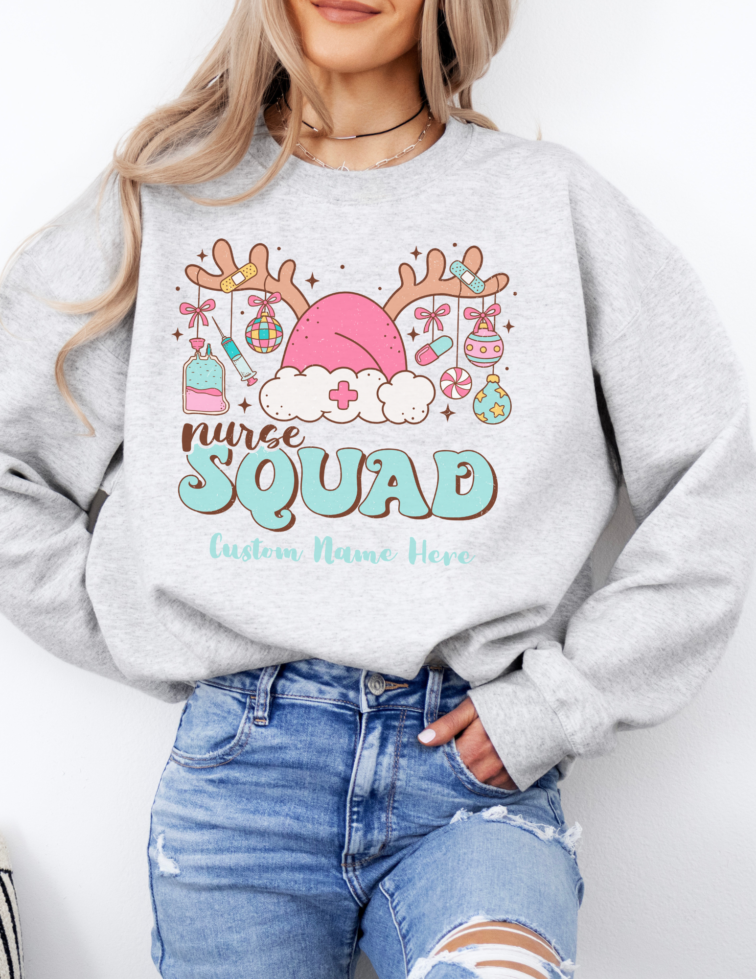 Personalized Holiday Nurse Squad Sweatshirt