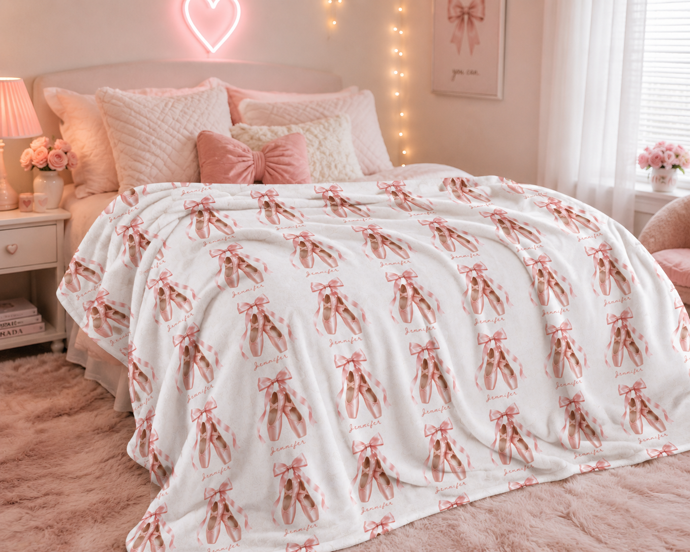 Personalized Ballet Slipper Velveteen Blanket