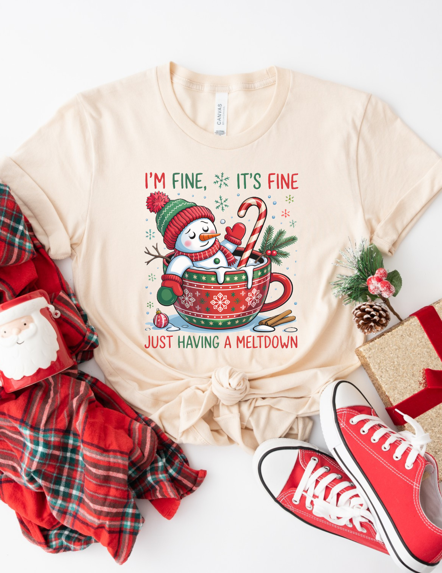 Funny Snowman Holiday Meltdown Shirt for Women