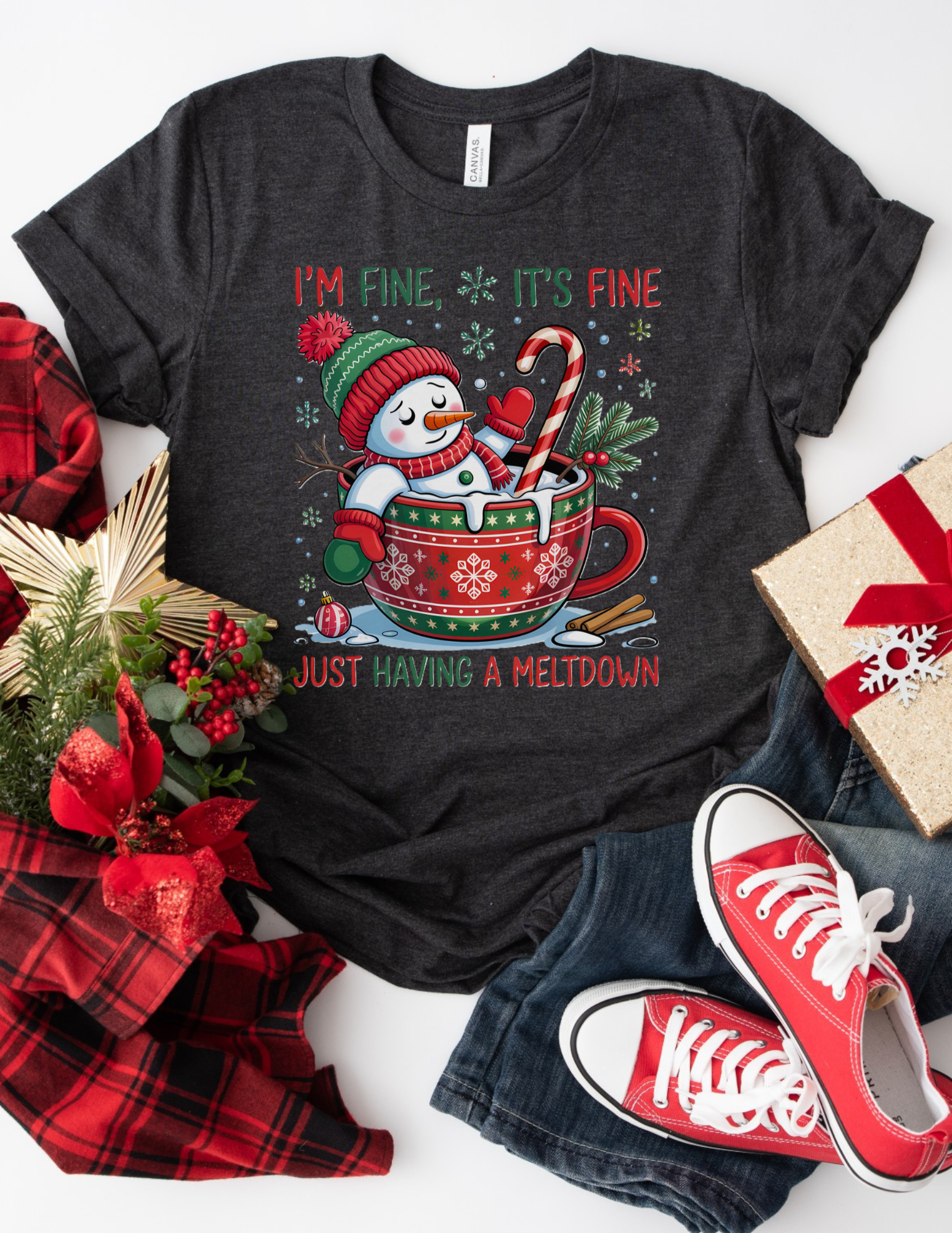 Funny Snowman Holiday Meltdown Shirt for Women