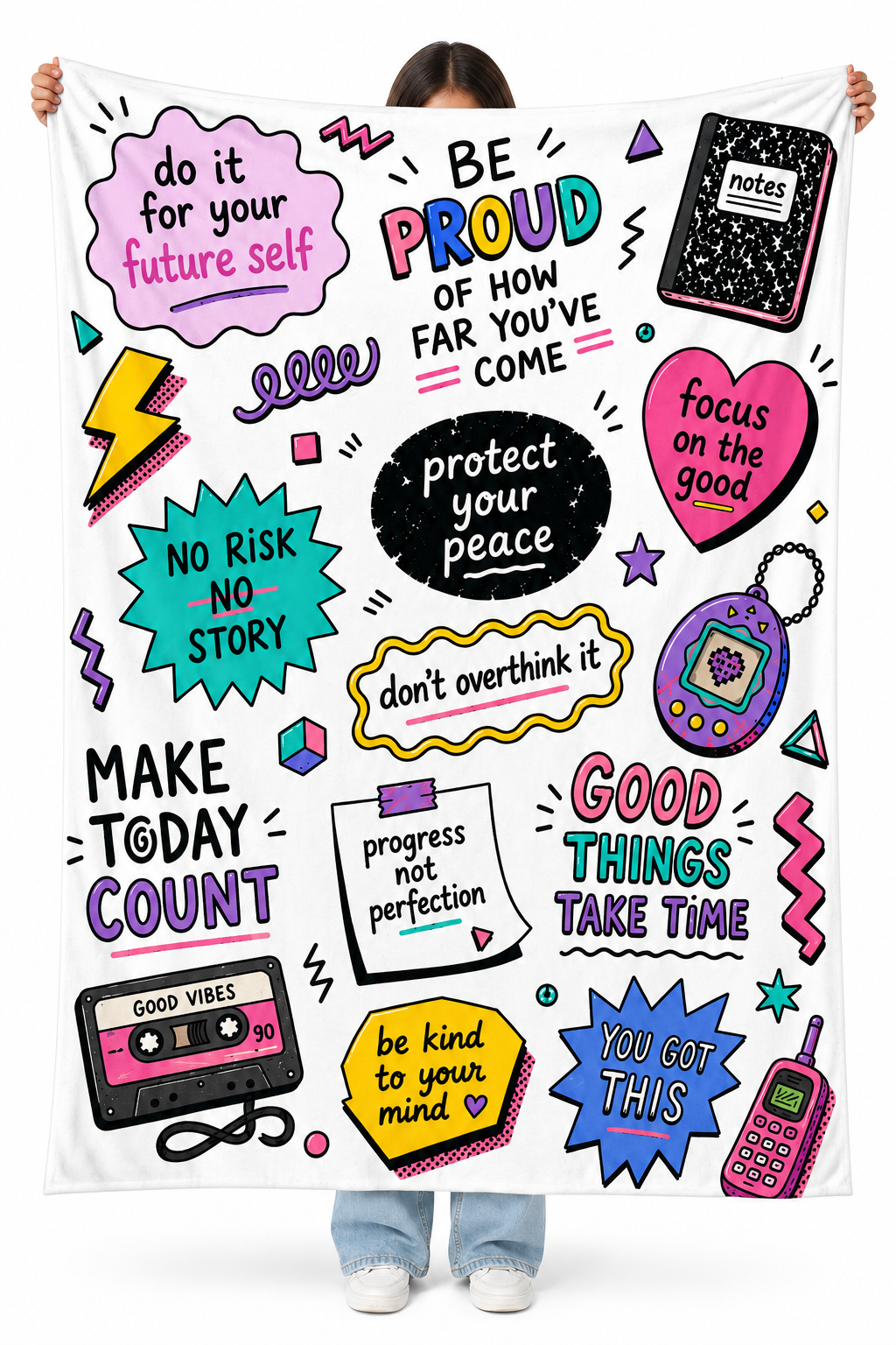 Inspirational Quote Doodle Blanket