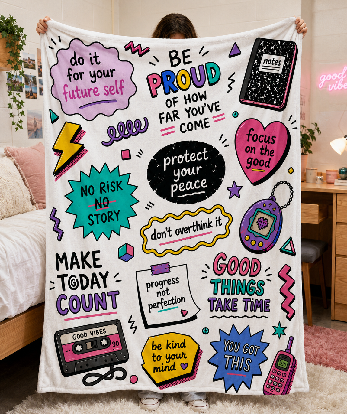 Inspirational Quote Doodle Blanket
