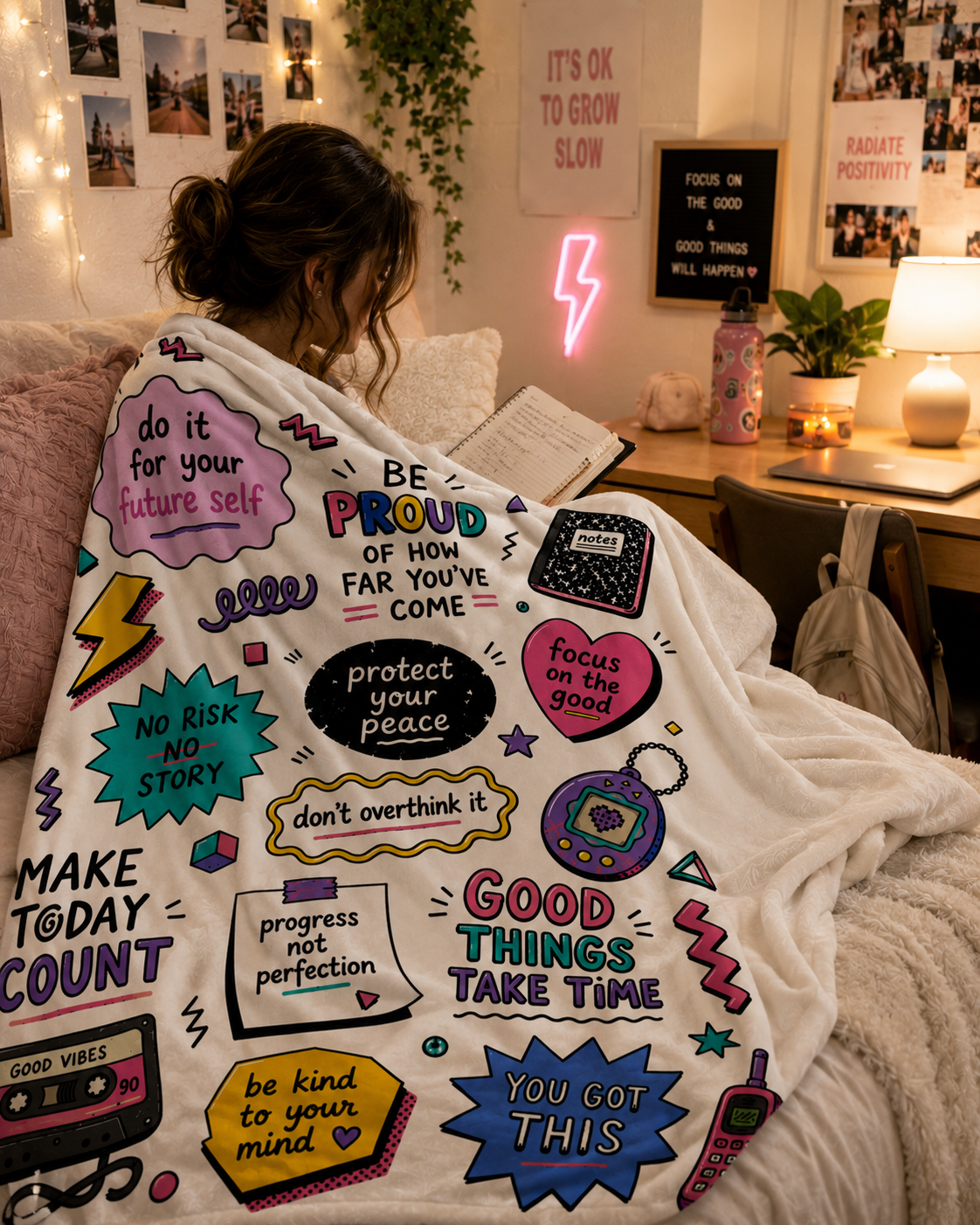 Inspirational Quote Doodle Blanket