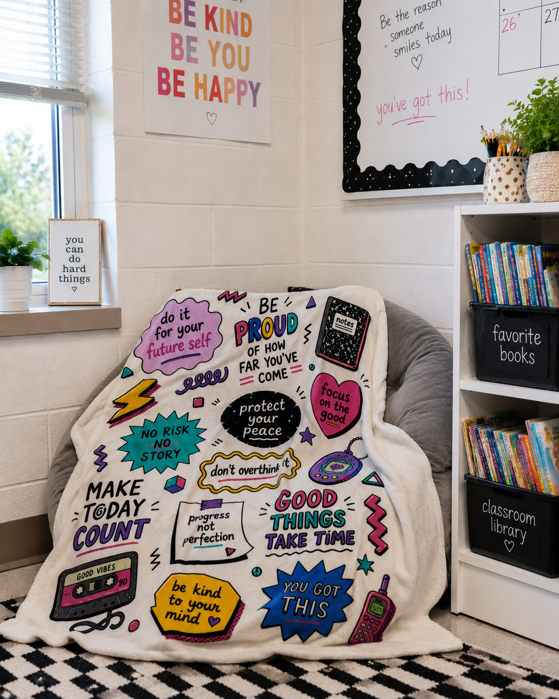 Inspirational Quote Doodle Blanket