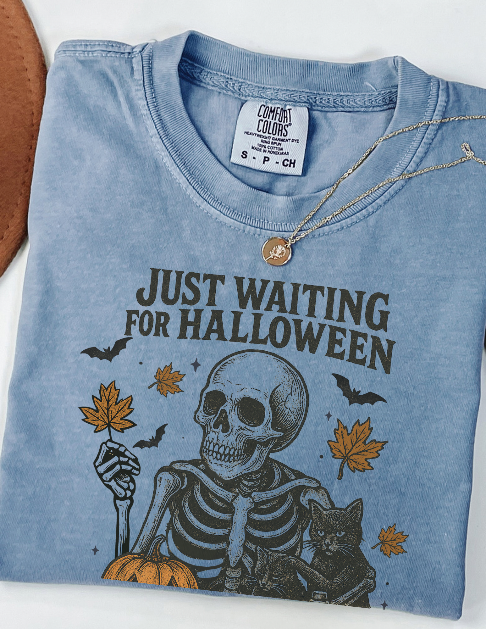 Vintage Skeleton Just Waiting For Halloween Shirt