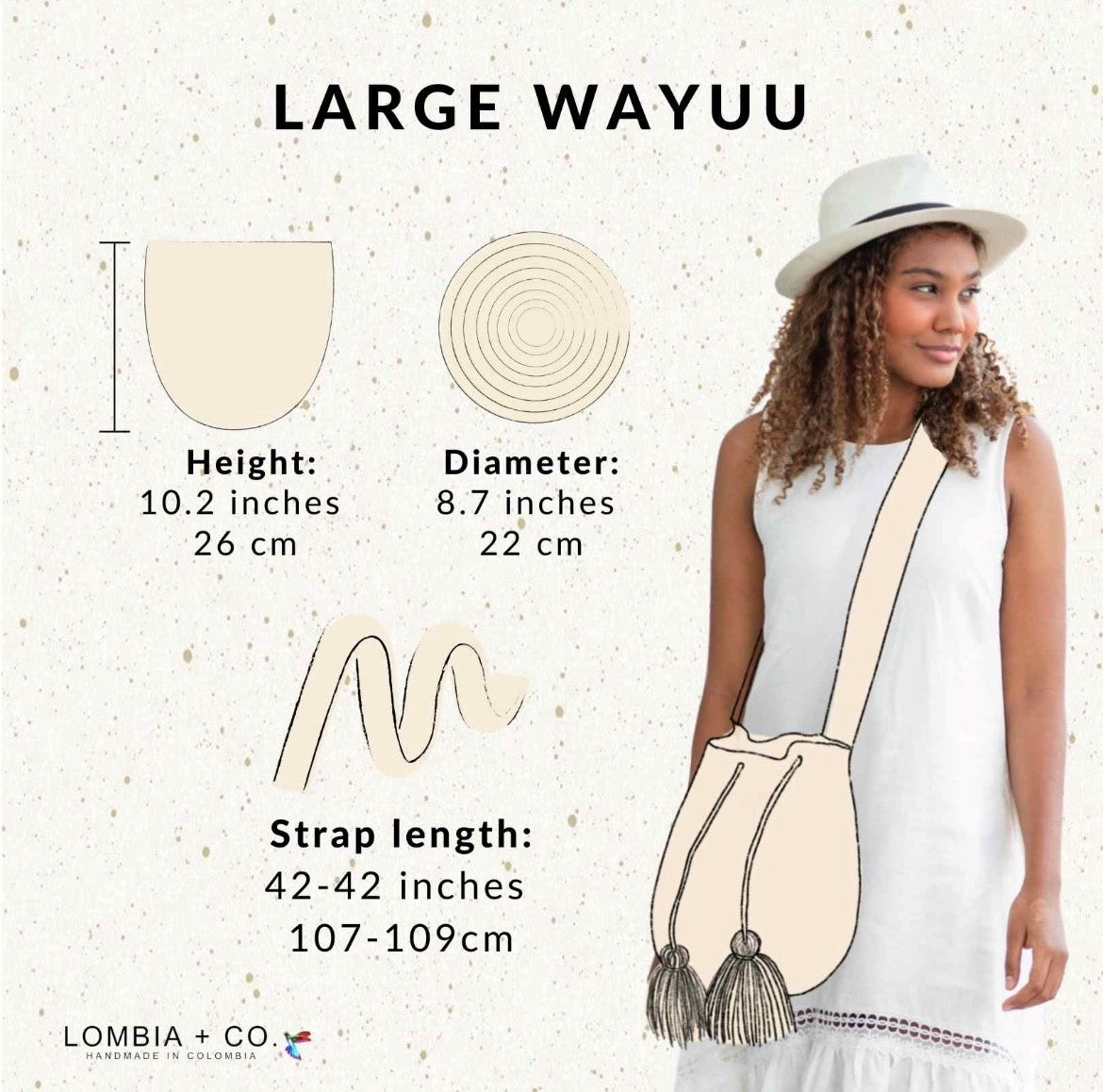 Lombia Wayuu Mochila Crossbody Bag (Size L)- Striped