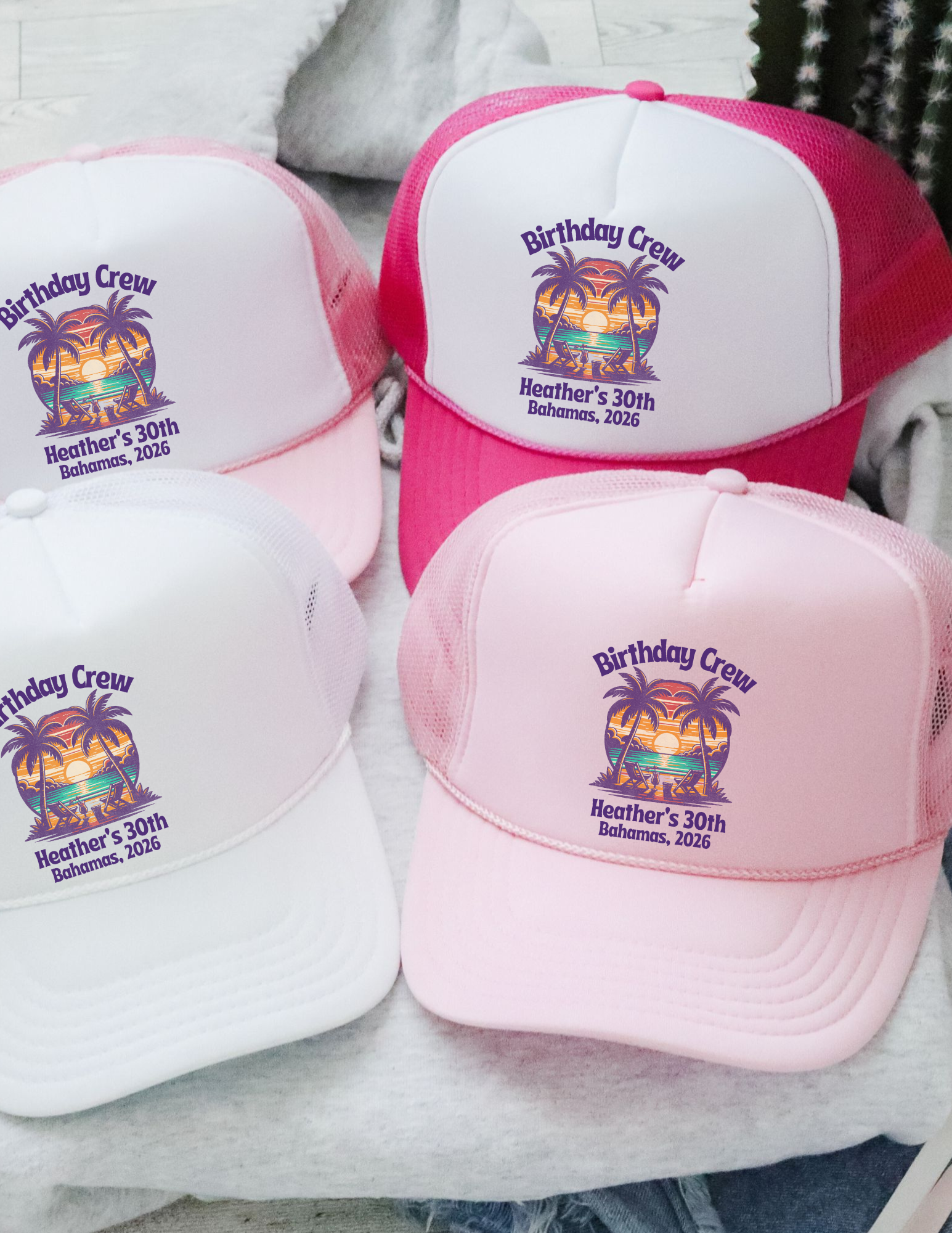 Custom Tropical Beach Vacation Trucker Hat