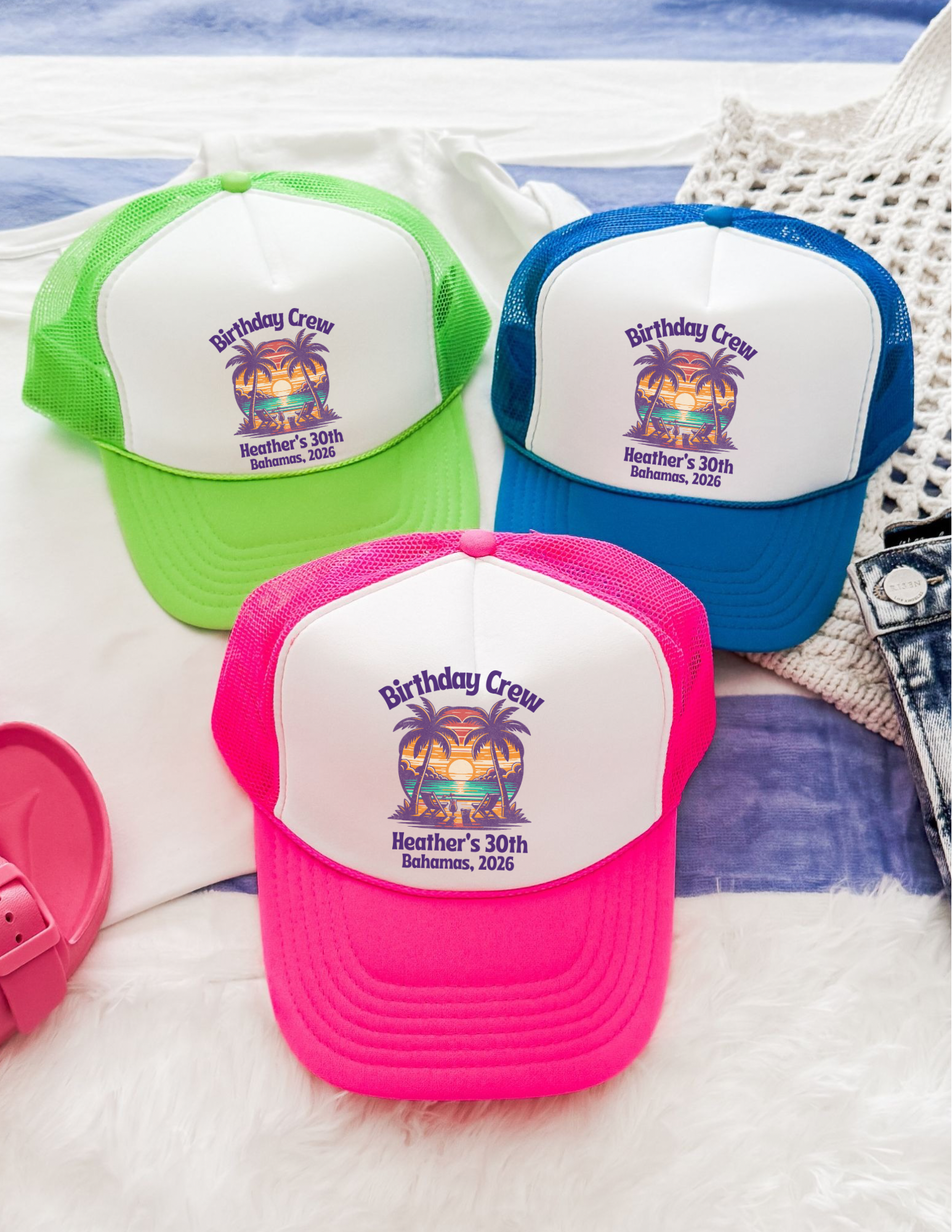 Custom Tropical Beach Vacation Trucker Hat