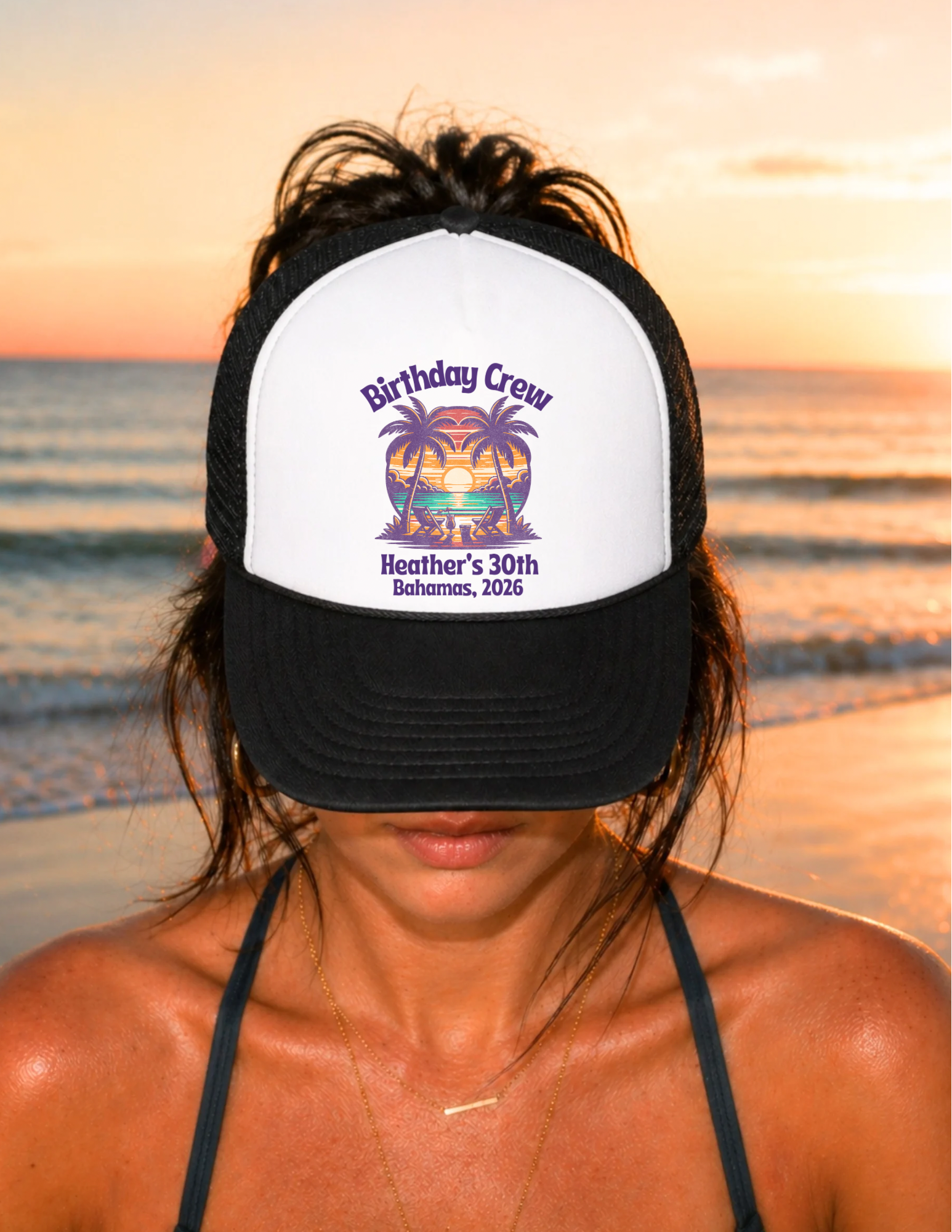 Custom Tropical Beach Vacation Trucker Hat