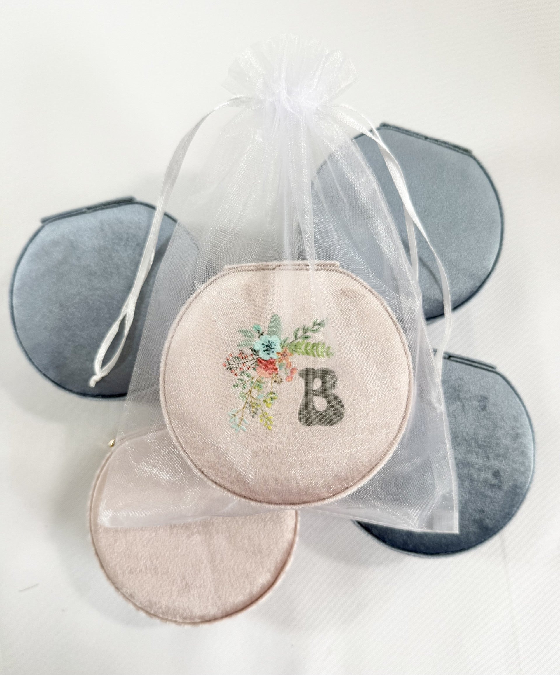 Custom Initial Velvet Jewelry Case For Bridesmaid