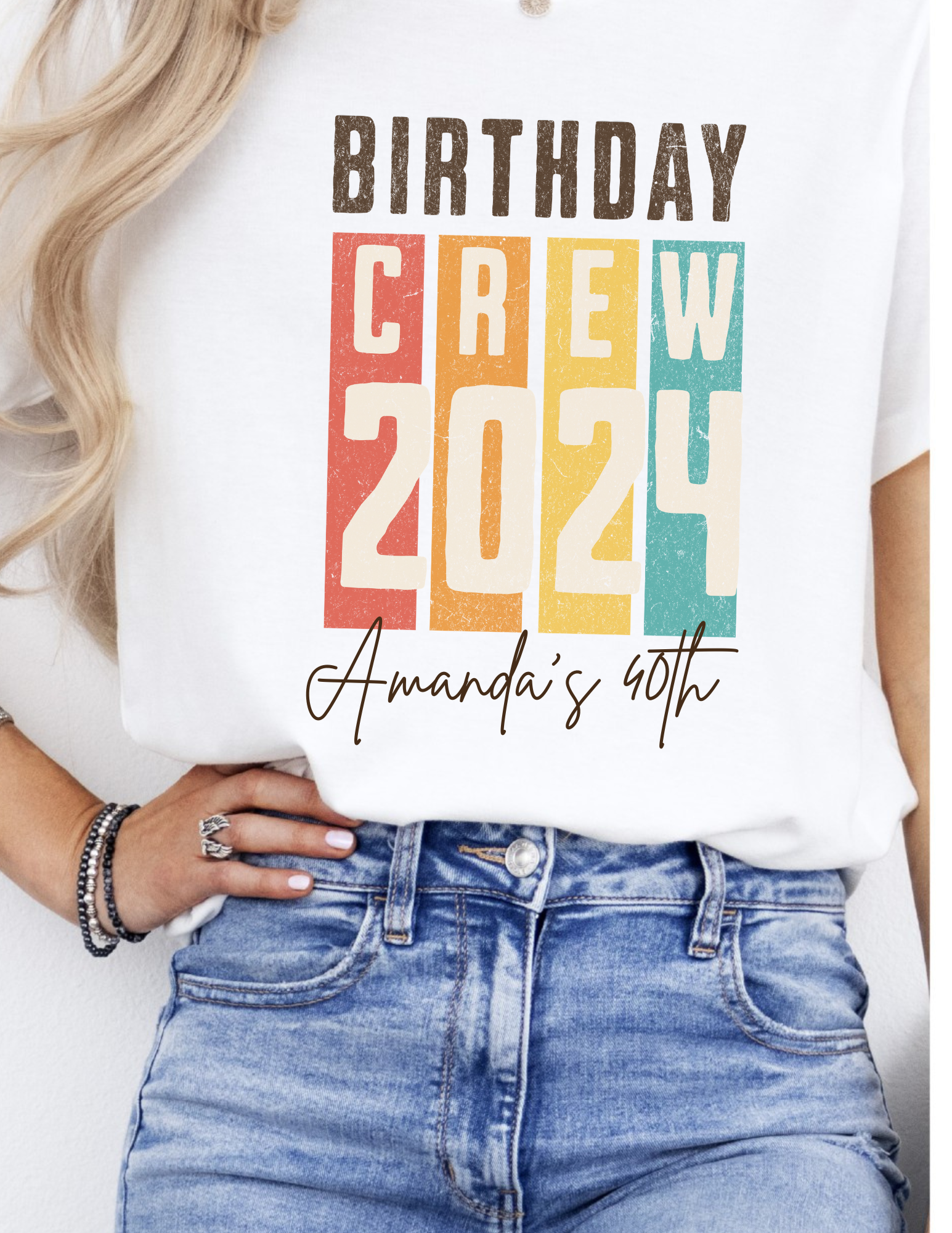 Personalized Retro Birthday Crew Shirt