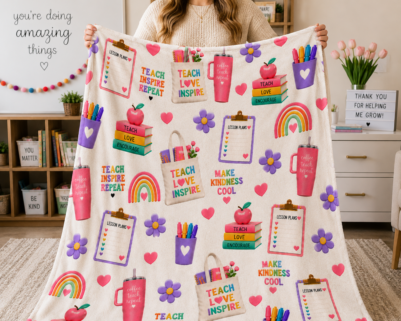 Cute Teacher Throw Blanket