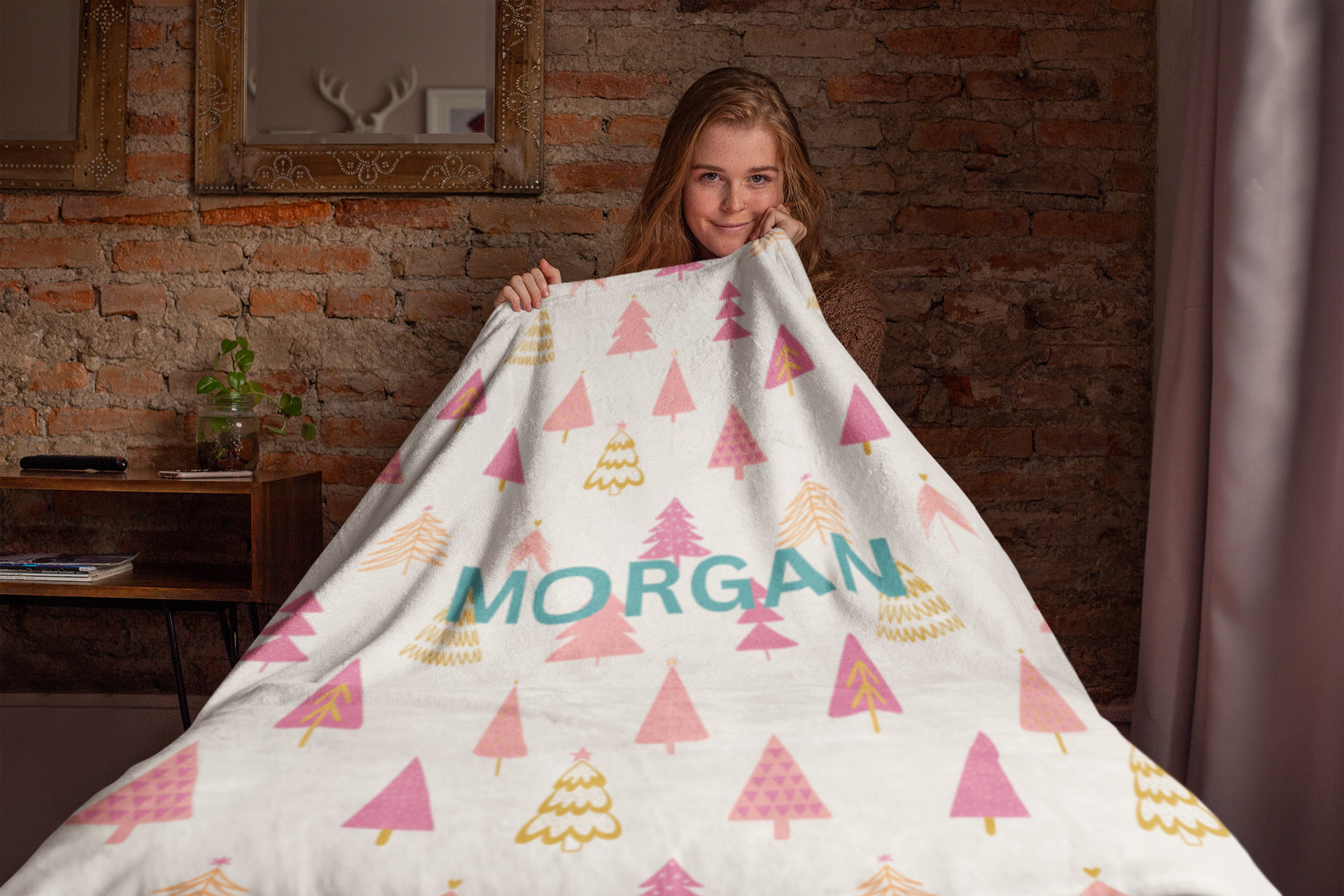 Pink Christmas Cozy Blanket- Personalization Option